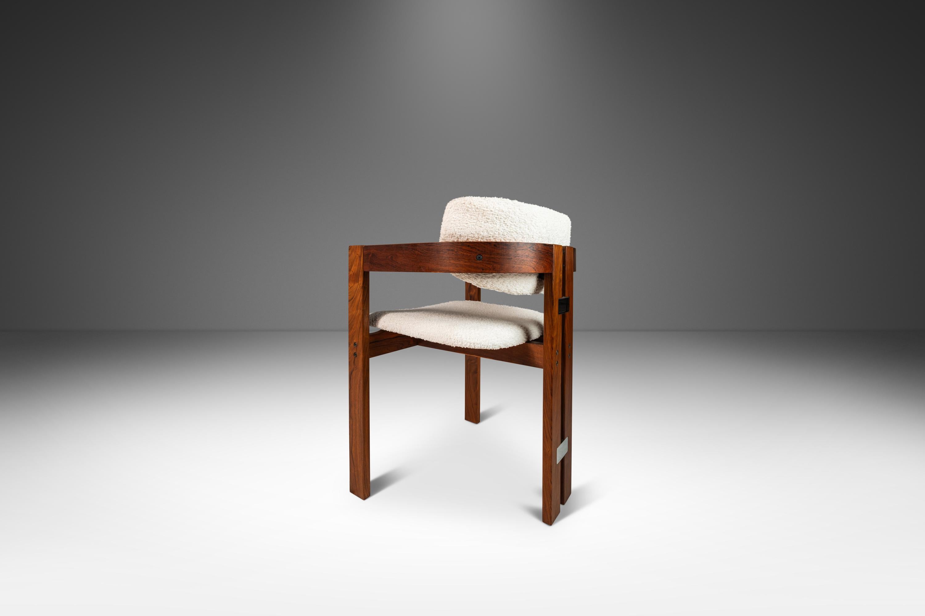 Set of 6 Pamplona Dining Chairs Rosewood & Bouclé After Augusto Savini, c. 1970s For Sale 10