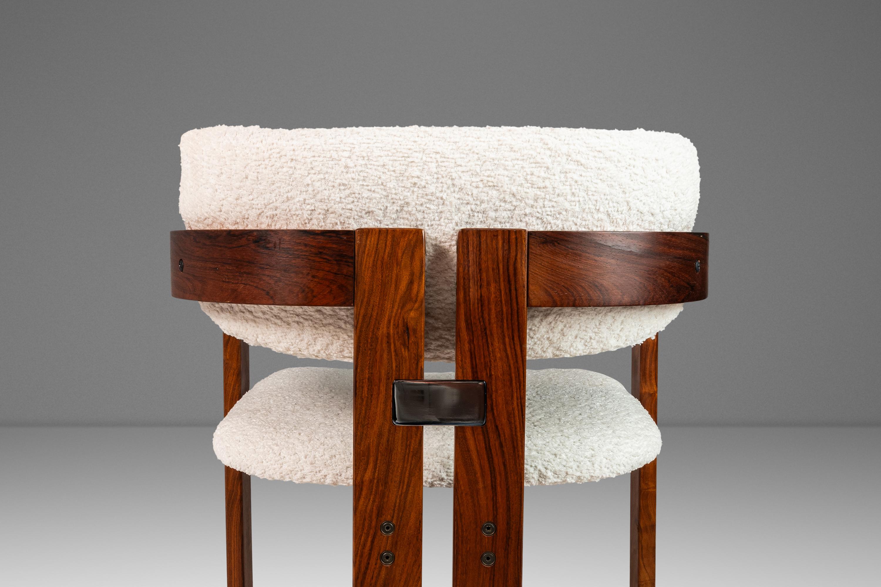 Set of 6 Pamplona Dining Chairs Rosewood & Bouclé After Augusto Savini, c. 1970s For Sale 12
