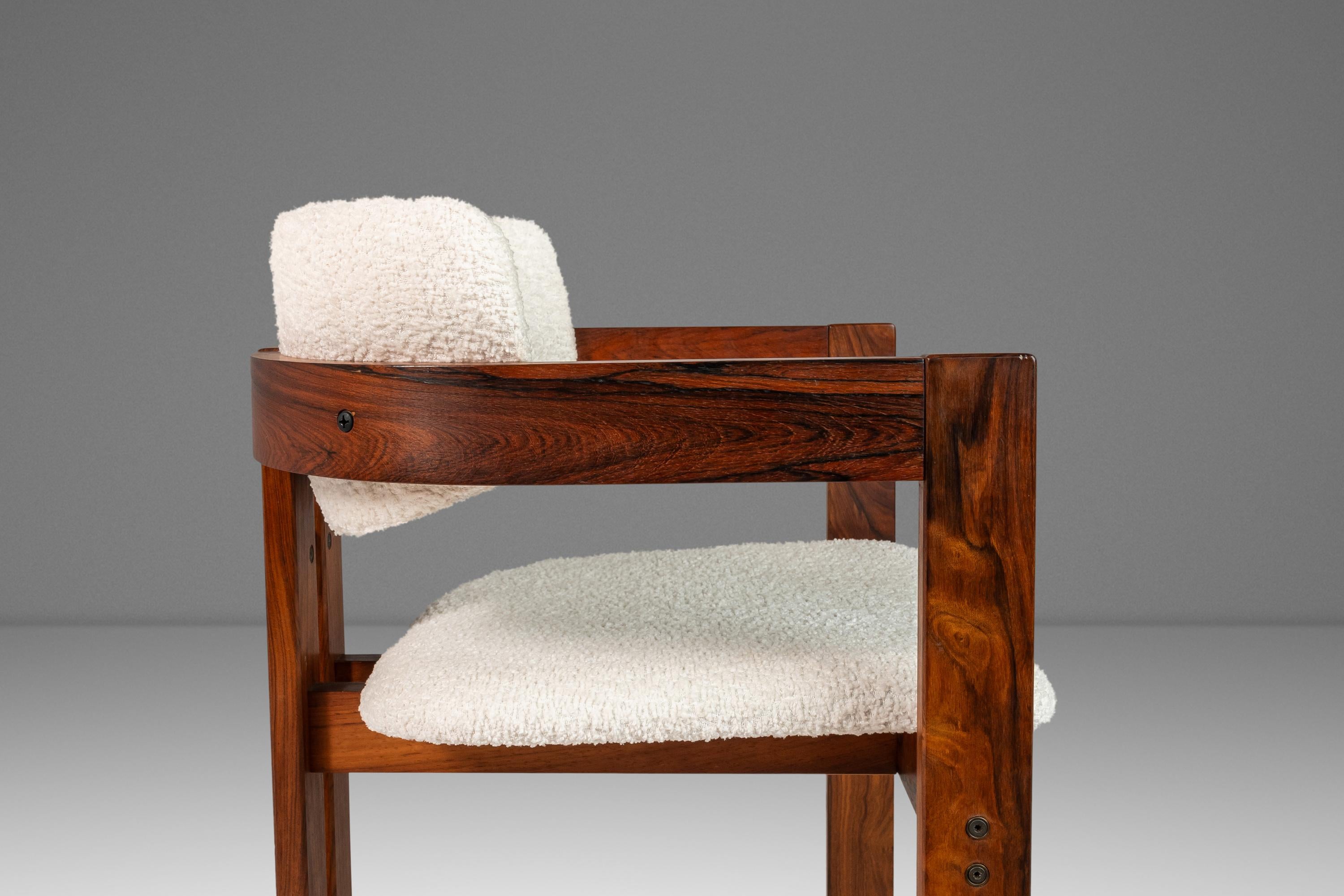 Set of 6 Pamplona Dining Chairs Rosewood & Bouclé After Augusto Savini, c. 1970s For Sale 13