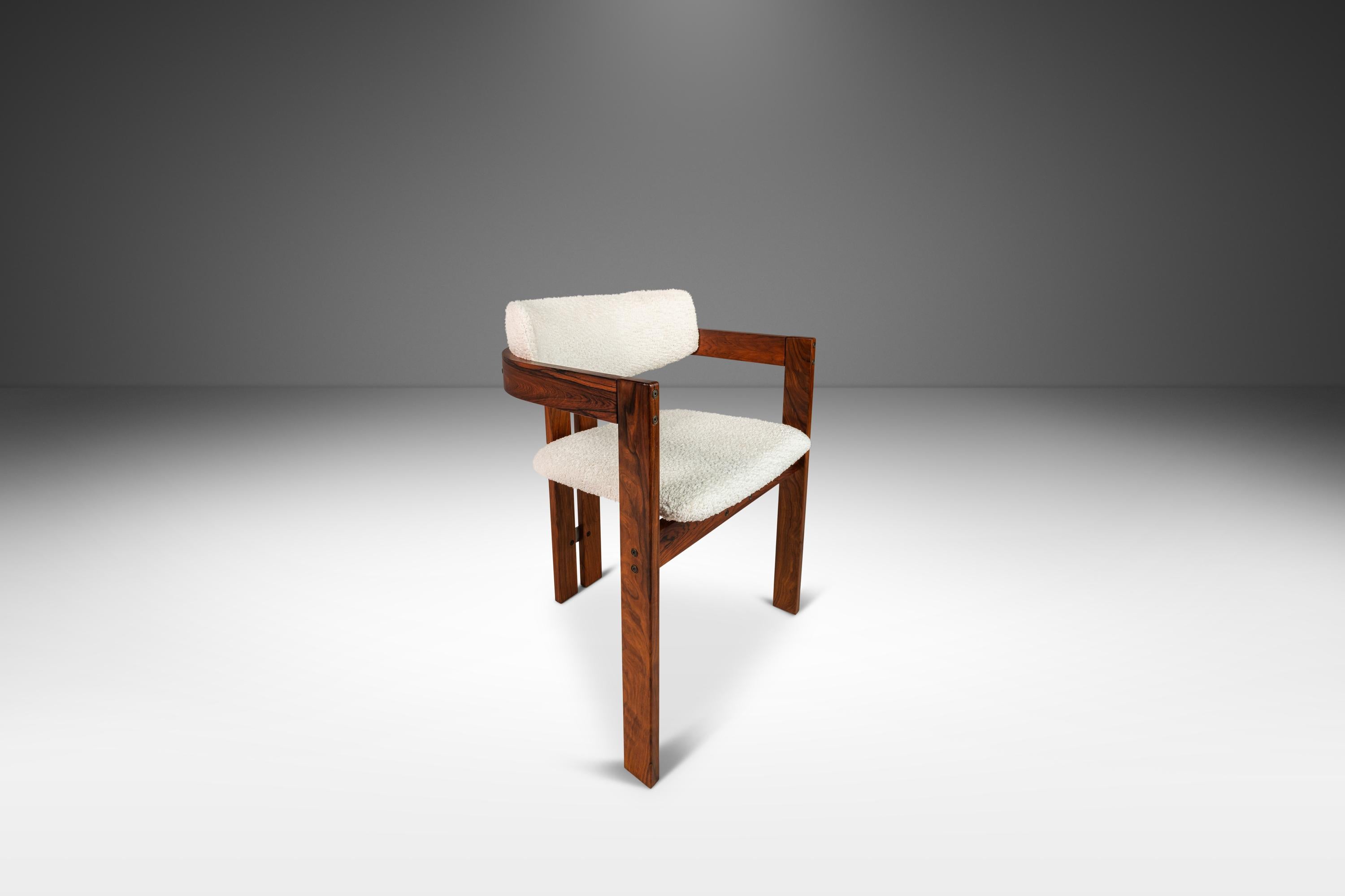 Modern Set of 6 Pamplona Dining Chairs Rosewood & Bouclé After Augusto Savini, c. 1970s For Sale