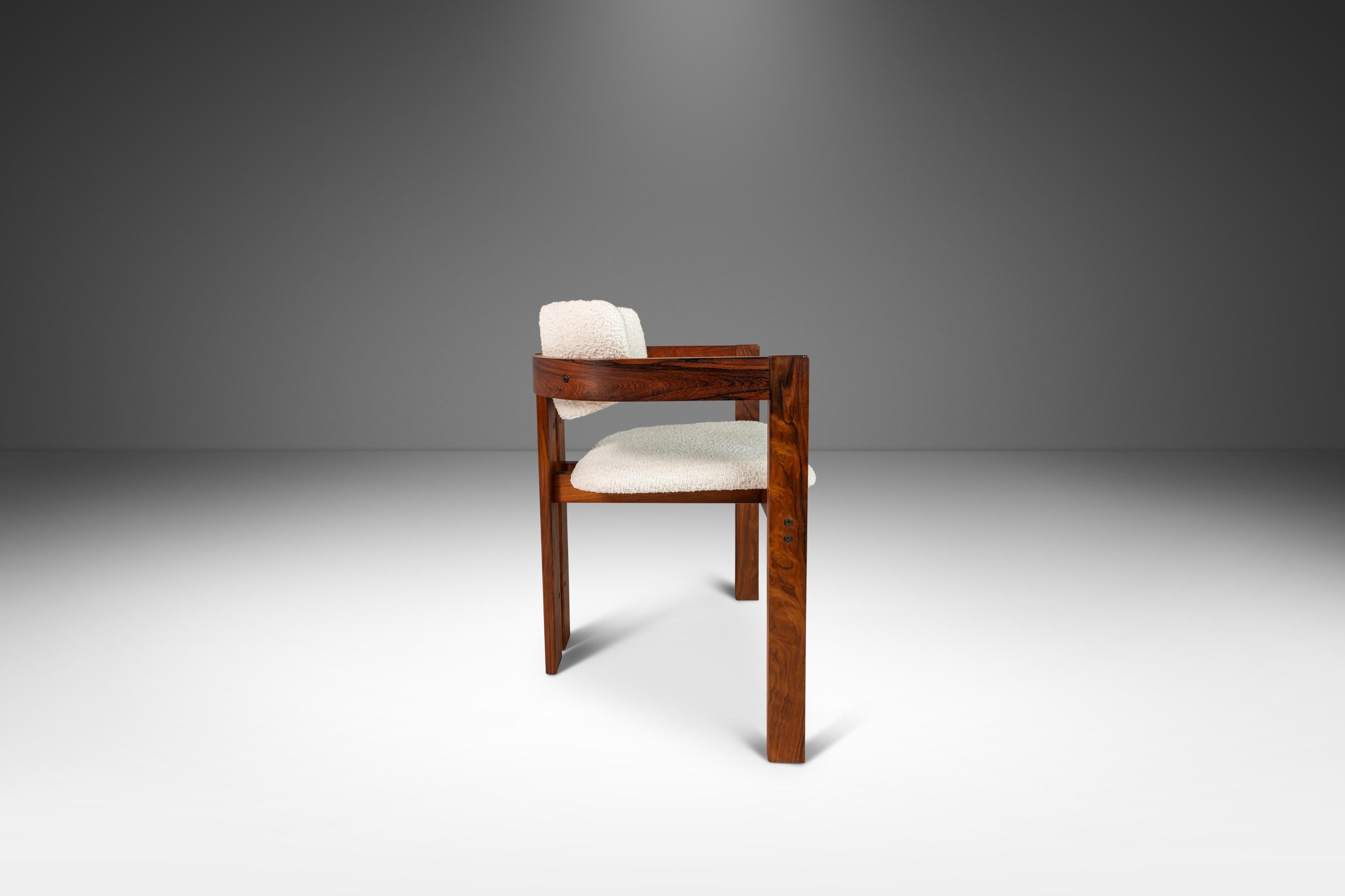 Set of 6 Pamplona Dining Chairs Rosewood & Bouclé After Augusto Savini, c. 1970s For Sale 1