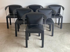 Set di 6 poltrone in pelle nera Paolo Piva