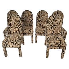 Retro Set of 6 Parson Style Zebra Dining Chairs