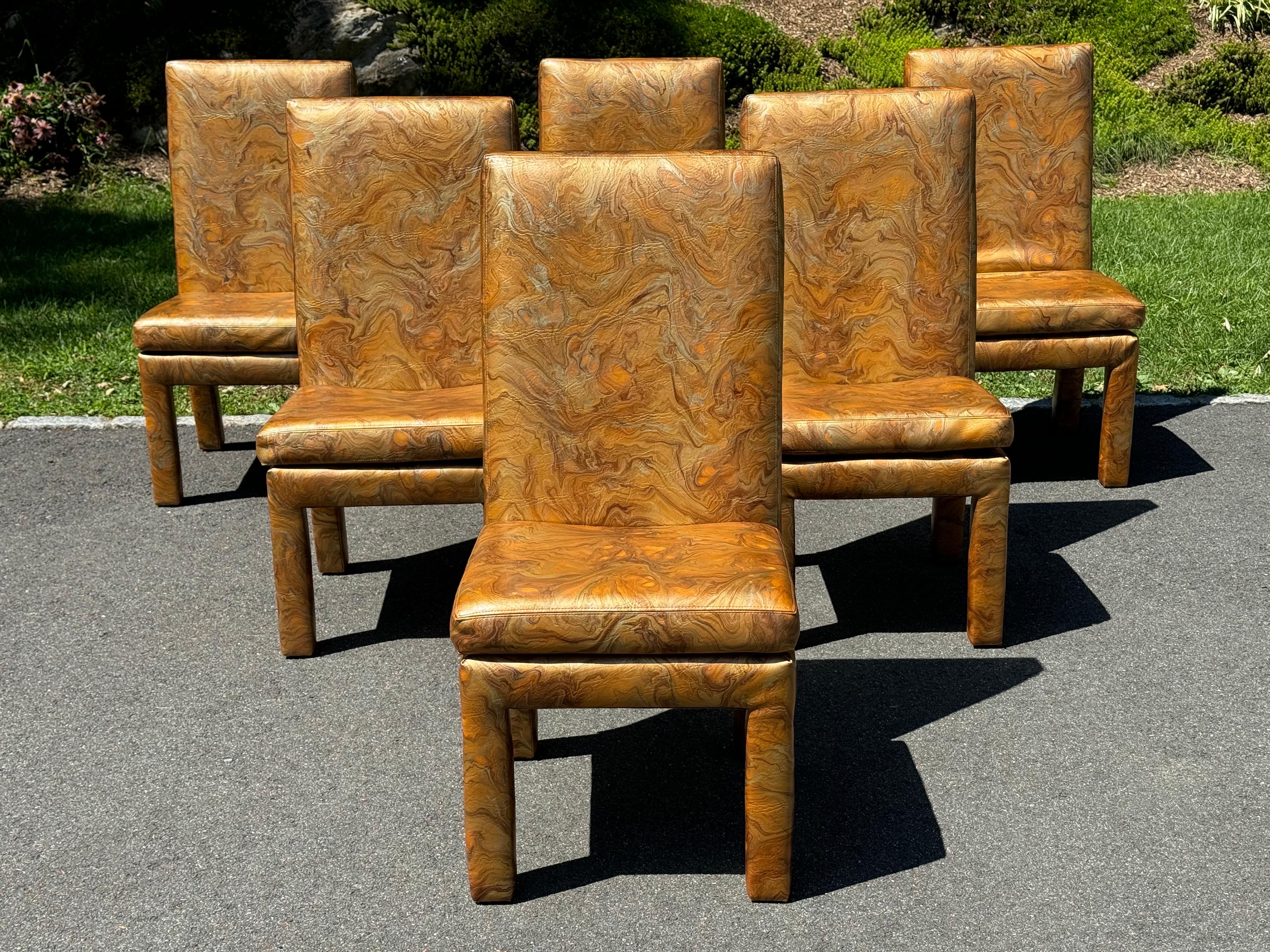 Mid-Century moderno Set di 6 sedie da pranzo Parsons di Milo Baughman per Thayer Coggin in vendita