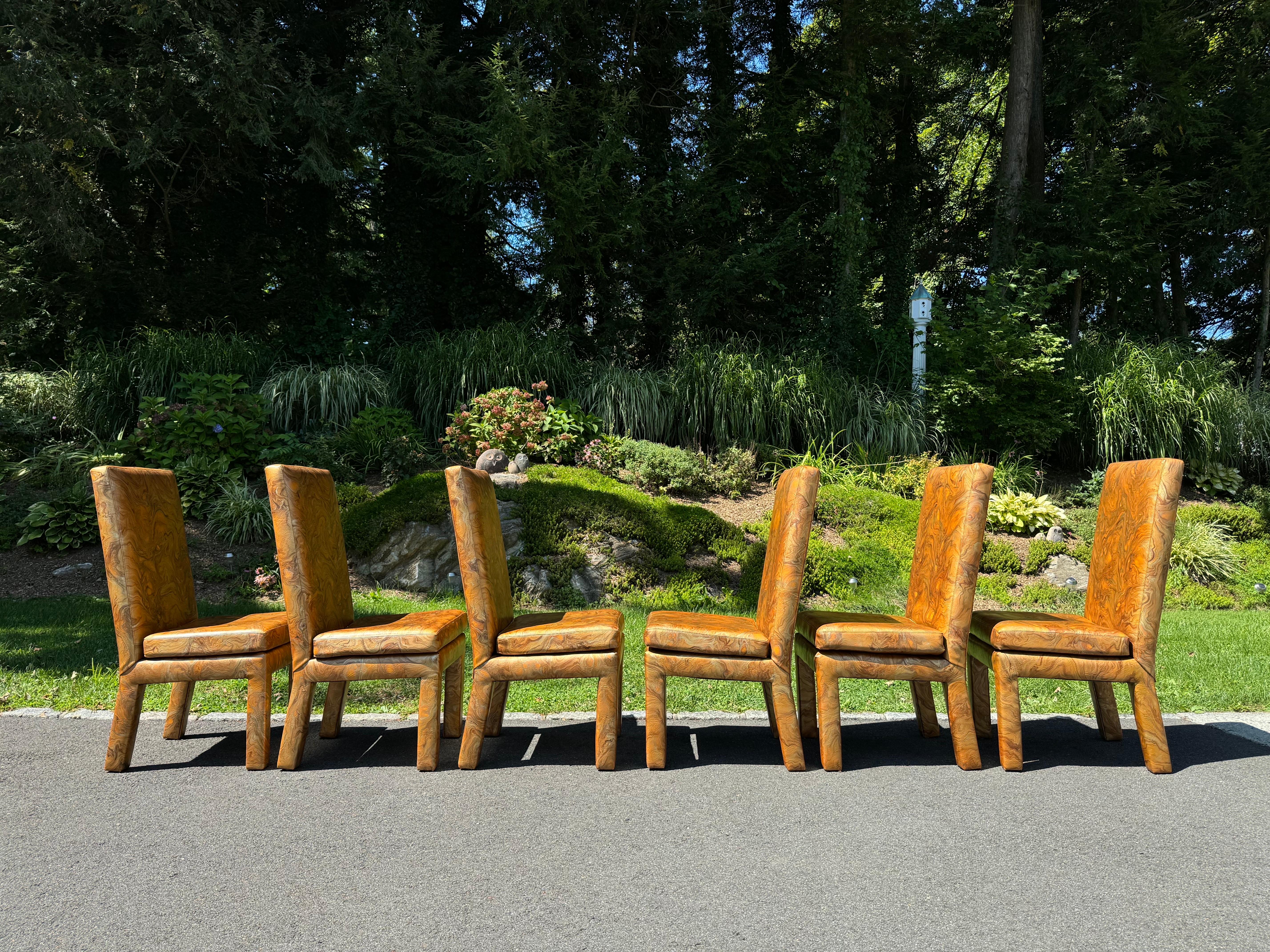 Set di 6 sedie da pranzo Parsons di Milo Baughman per Thayer Coggin In condizioni buone in vendita a Redding, CT