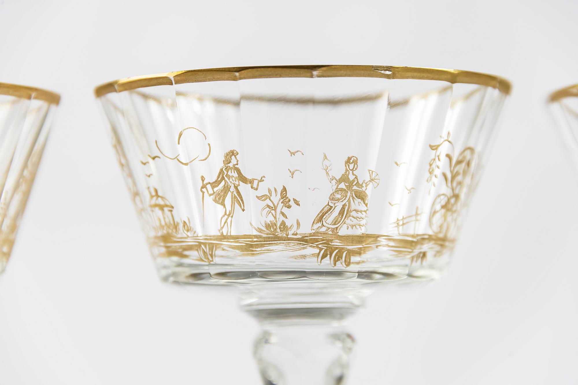 Hand-Crafted French 19th Century Crystal Champagne Glasses