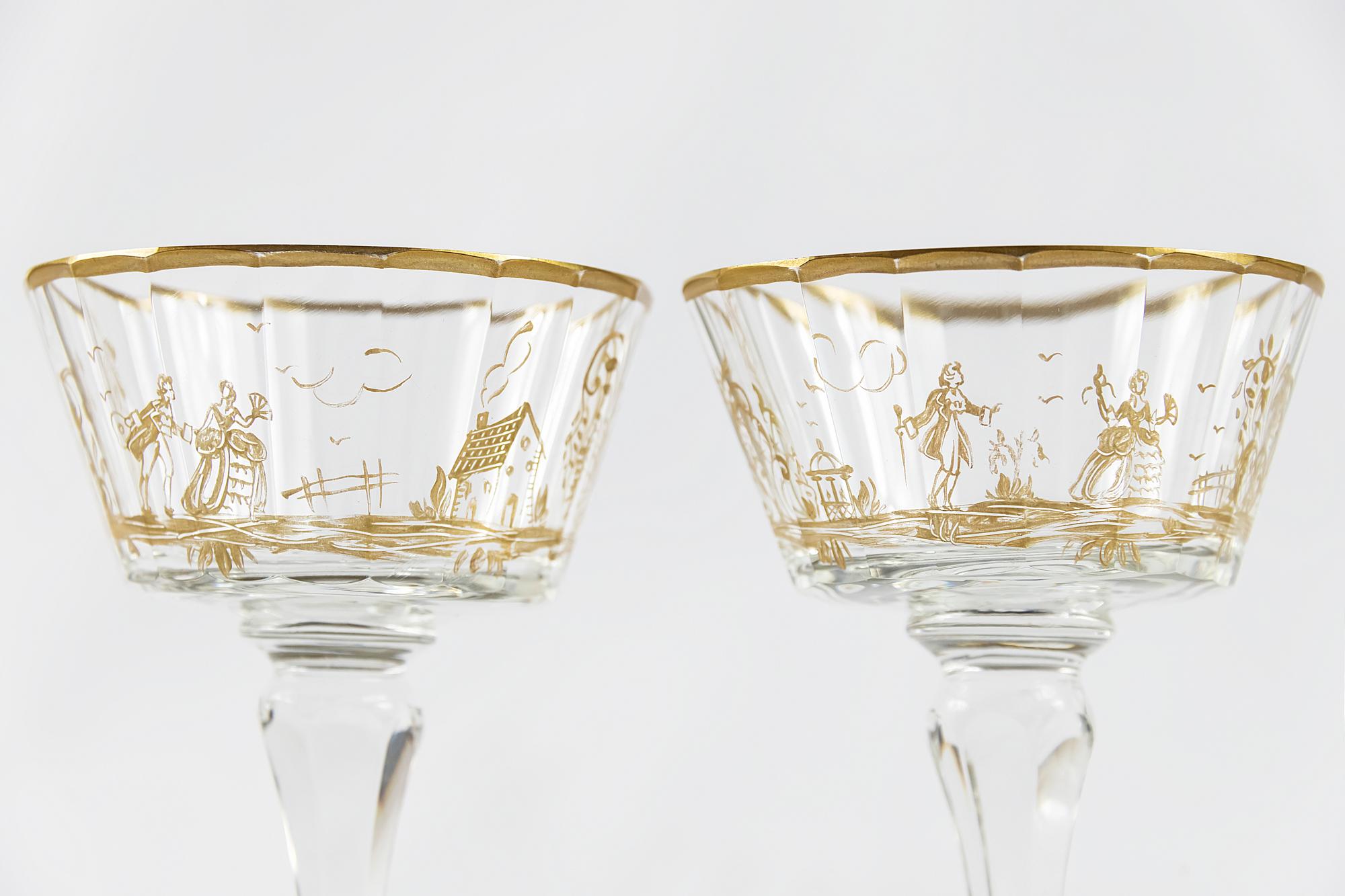 French 19th Century Crystal Champagne Glasses 1