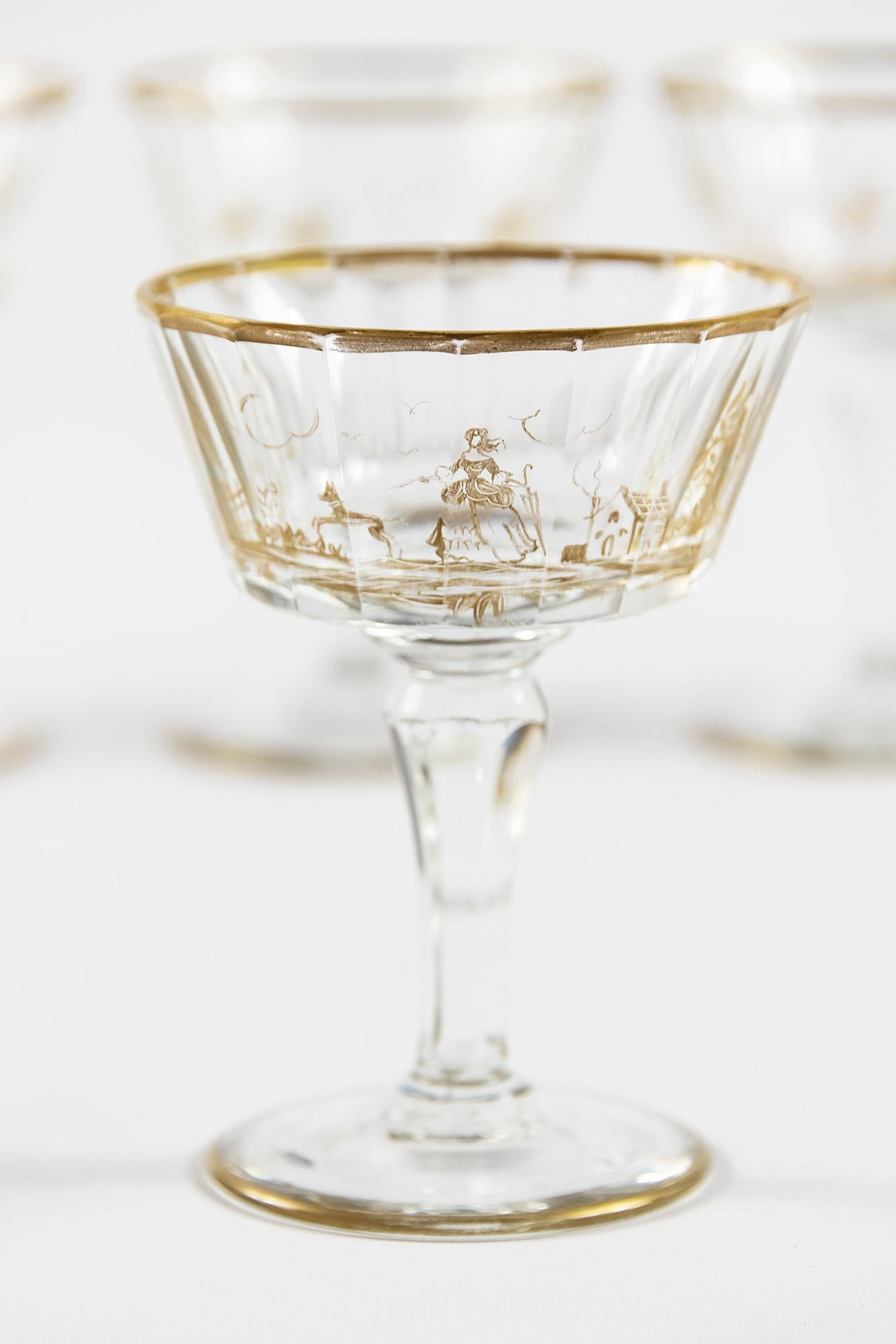 French 19th Century Crystal Champagne Glasses 2