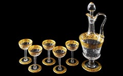 Set of 6 pcs. French Saint Louis Crystal Carafe with Sherry Glasses