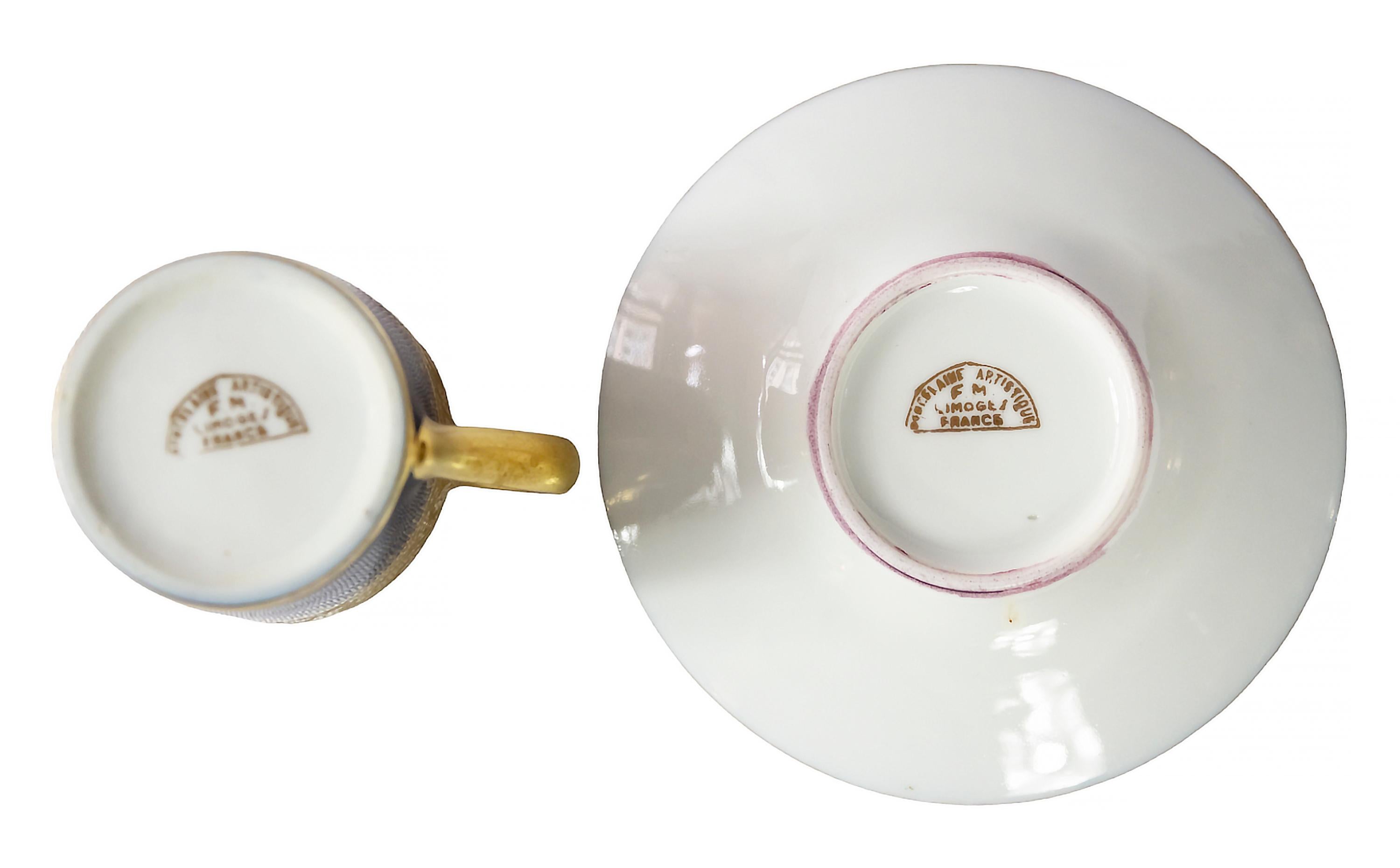 French Set of 6 pcs. Limoges Porcelain Espresso Cups