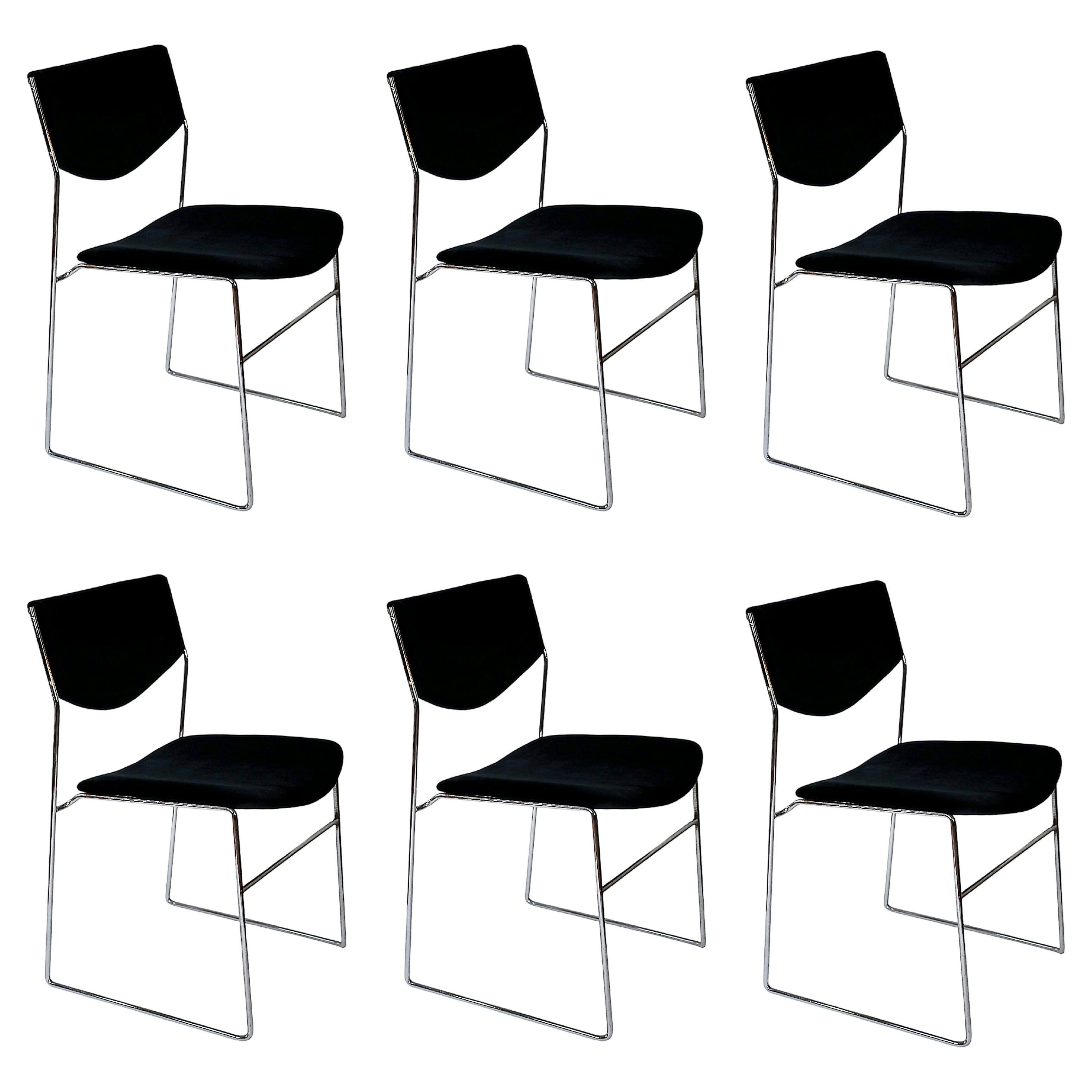 Set of 6 pcs. Mid-Century Bononia Stackable Dinning Chairs, Italy 1970s