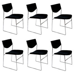 Set of 6 pcs. Mid-Century Bononia Stackable Dinning Chairs, Italy 1970s