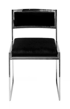 Set of 6 pcs. Mid-Century Italian Chrome/Velvet Chairs by Willy Rizzo