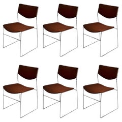 Set of 6 pcs. Midcentury Bononia Stackable Dinning Chairs, Italy 1970s