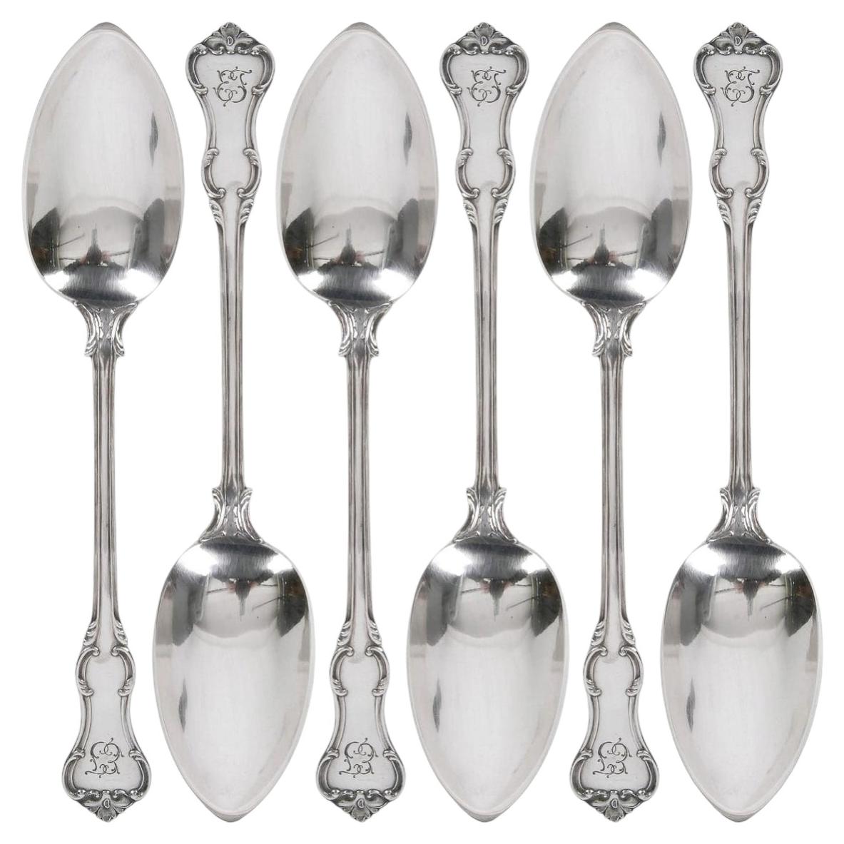 Set of 6 Pcs. Silver Tablespoons, Latvia By Rp, 1920s - 1930s