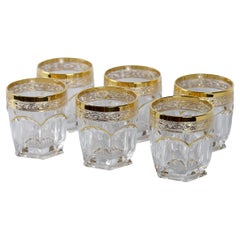 Set of 6 Pcs, Vintage Italian Gilt Crystal Whiskey Glasses