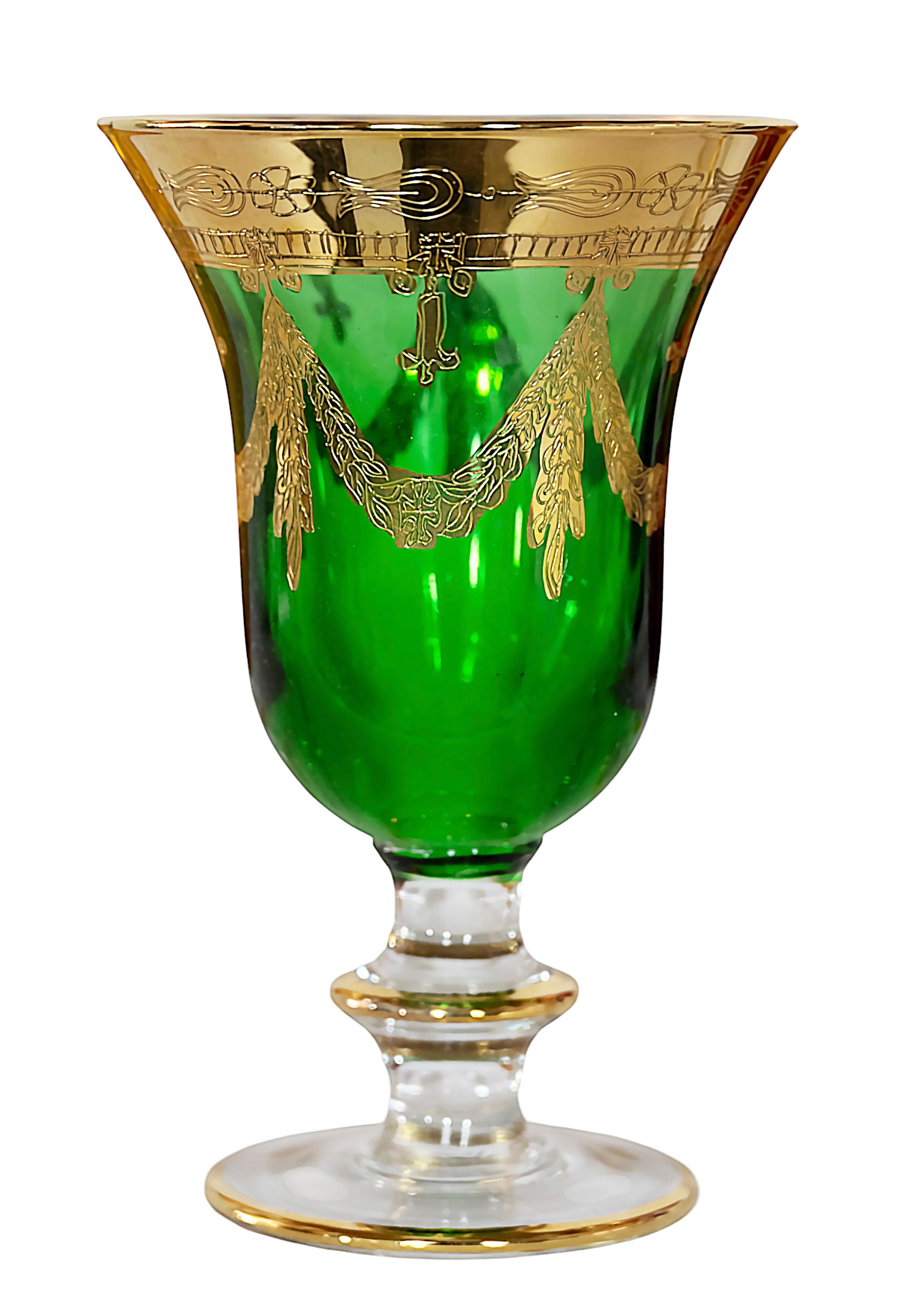 Ensemble de 6 pièces. Verres à vin italiens de Murano dorés 24 carats Bon état - En vente à Vilnius, LT