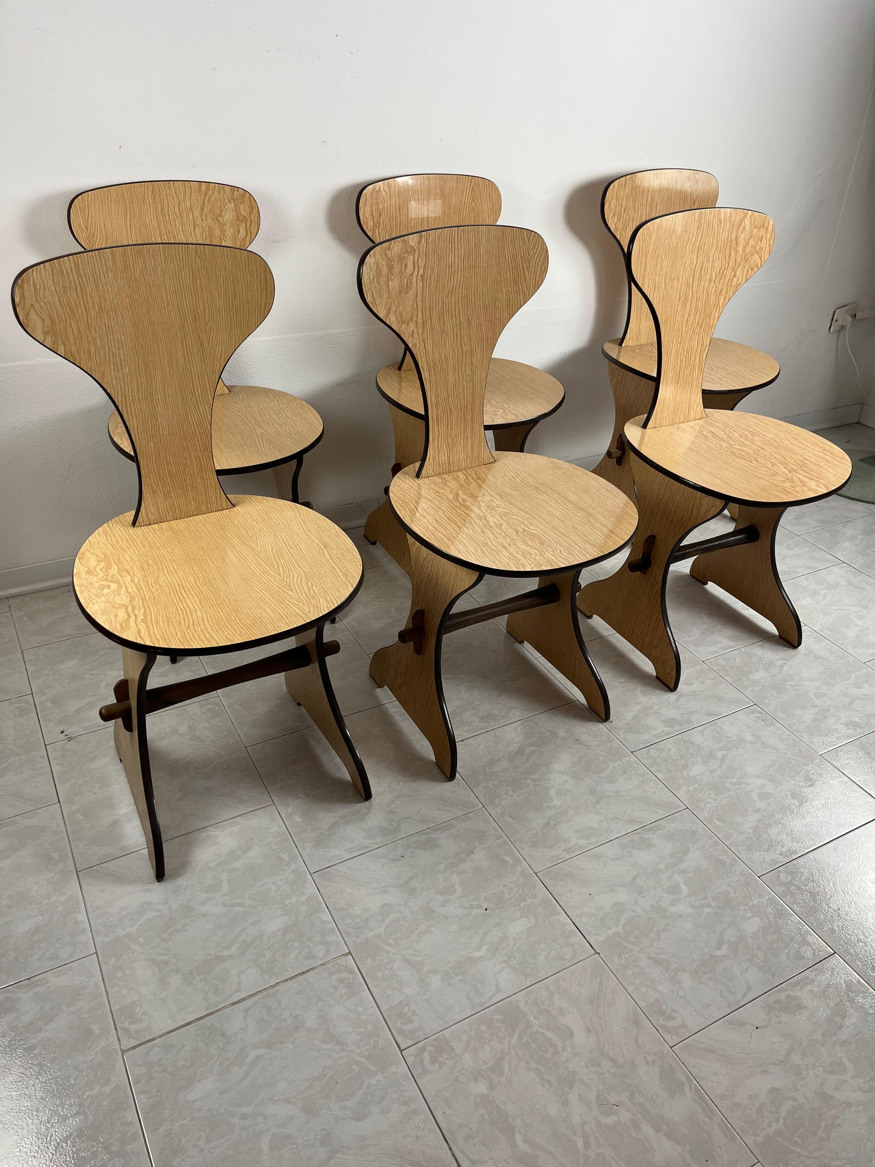 Set of 6 Pedini Fano Mid-Century Chairs Italian design 1960s For Sale 5