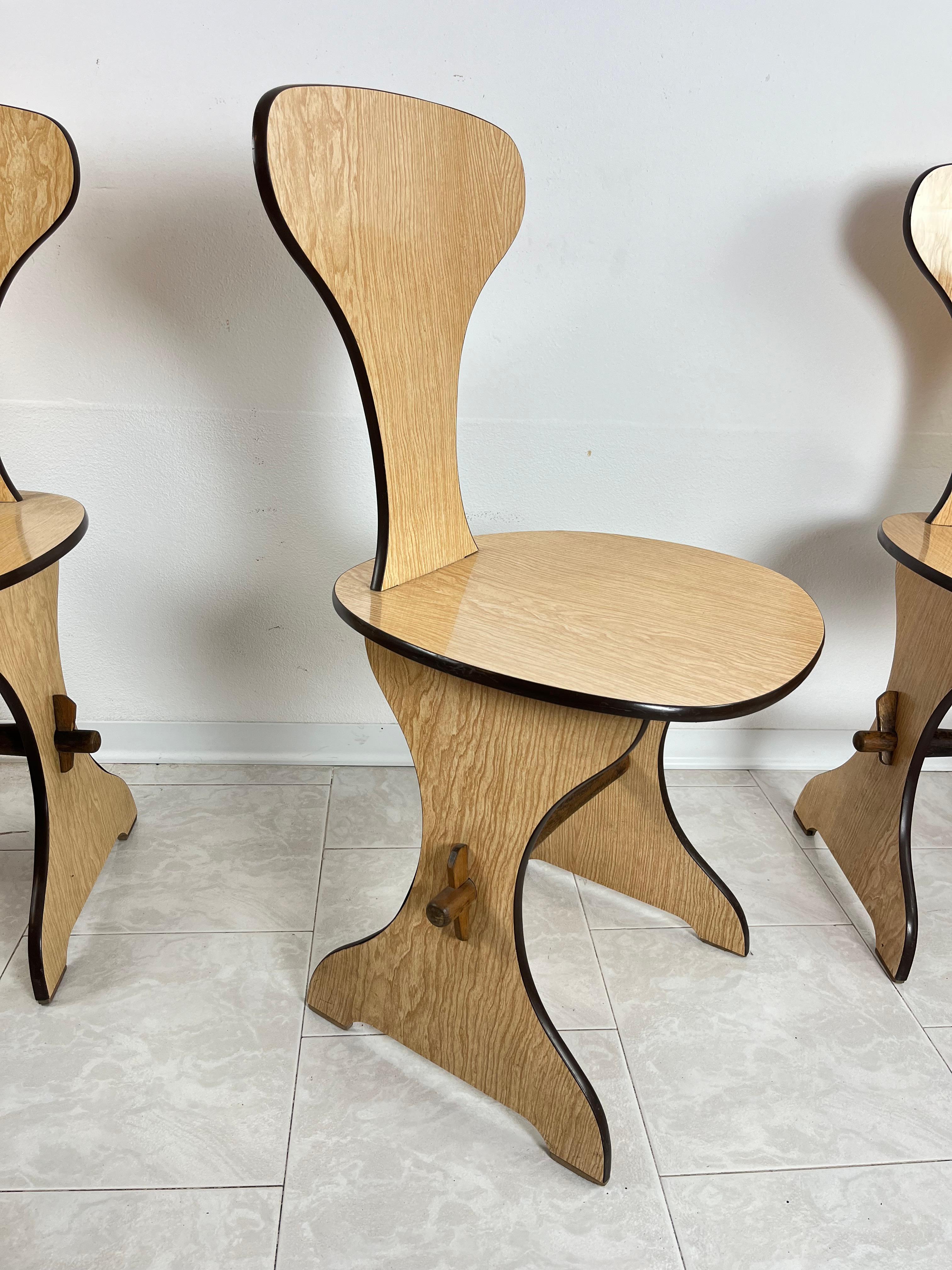 Set of 6 Pedini Fano Mid-Century Chairs Italian design 1960s In Good Condition For Sale In Palermo, IT