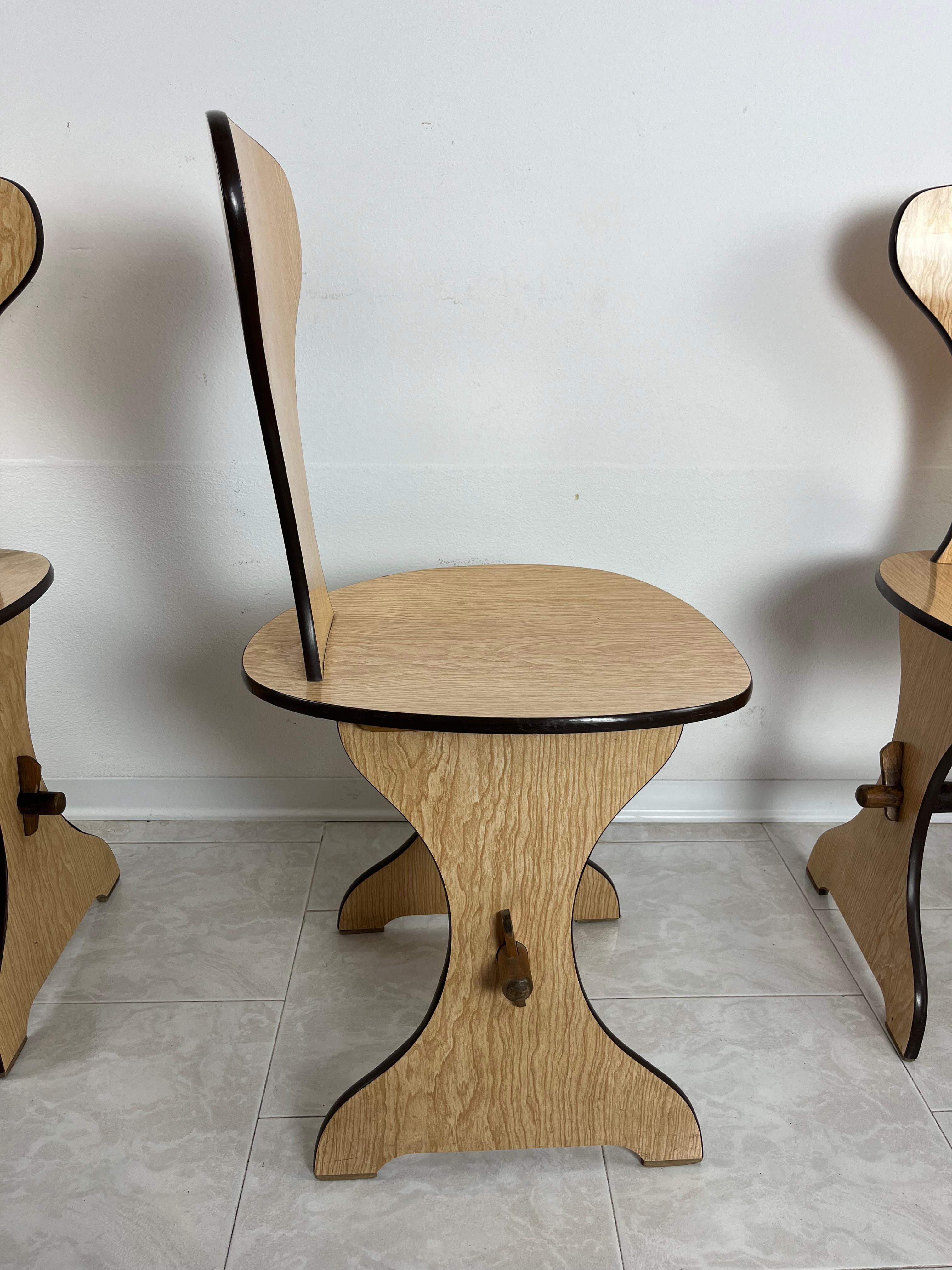 Mid-20th Century Set of 6 Pedini Fano Mid-Century Chairs Italian design 1960s For Sale