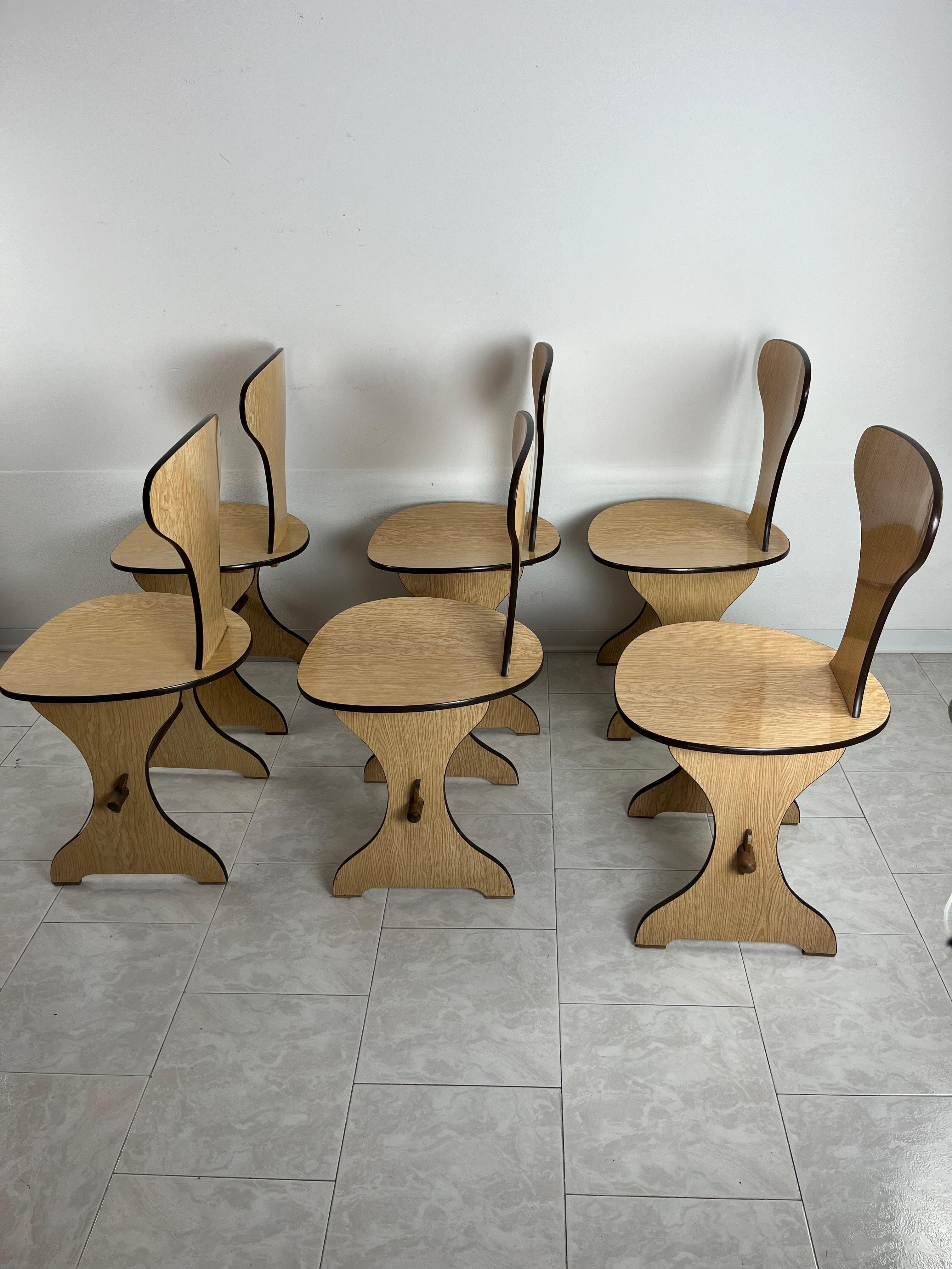 Set of 6 Pedini Fano Mid-Century Chairs Italian design 1960s For Sale 3