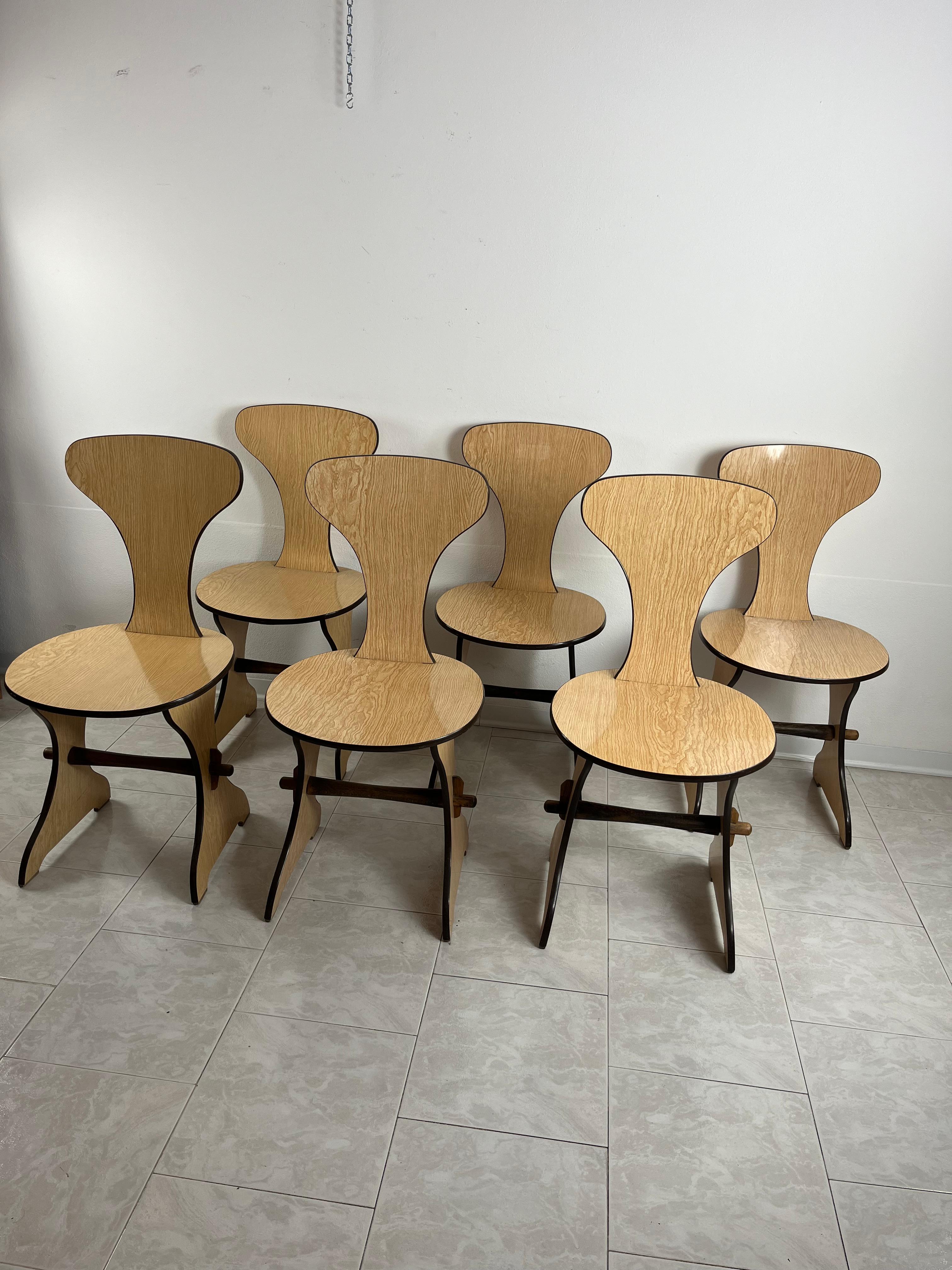Set of 6 Pedini Fano Mid-Century Chairs Italian design 1960s For Sale 4