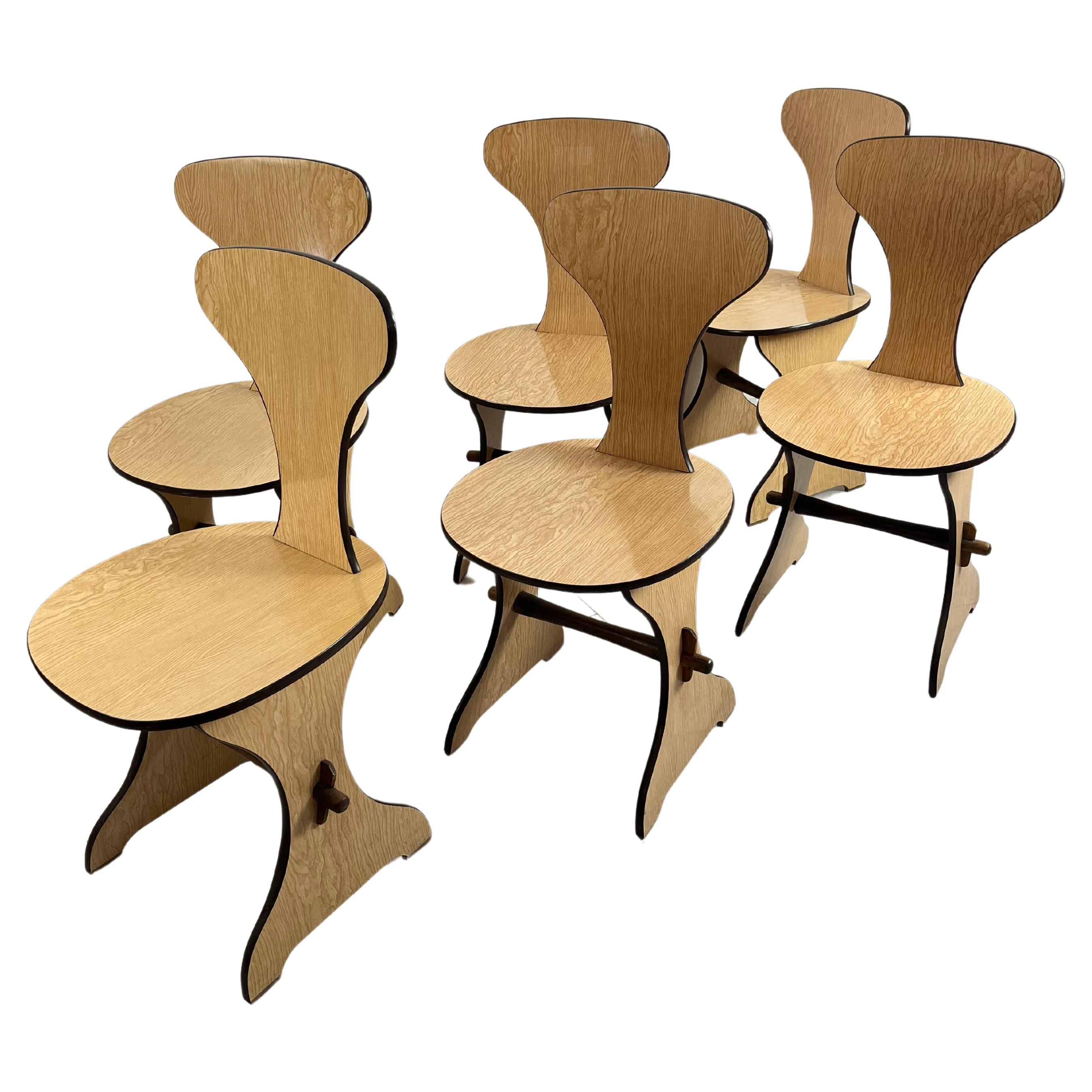 Set of 6 Pedini Fano Mid-Century Chairs Italian design 1960s