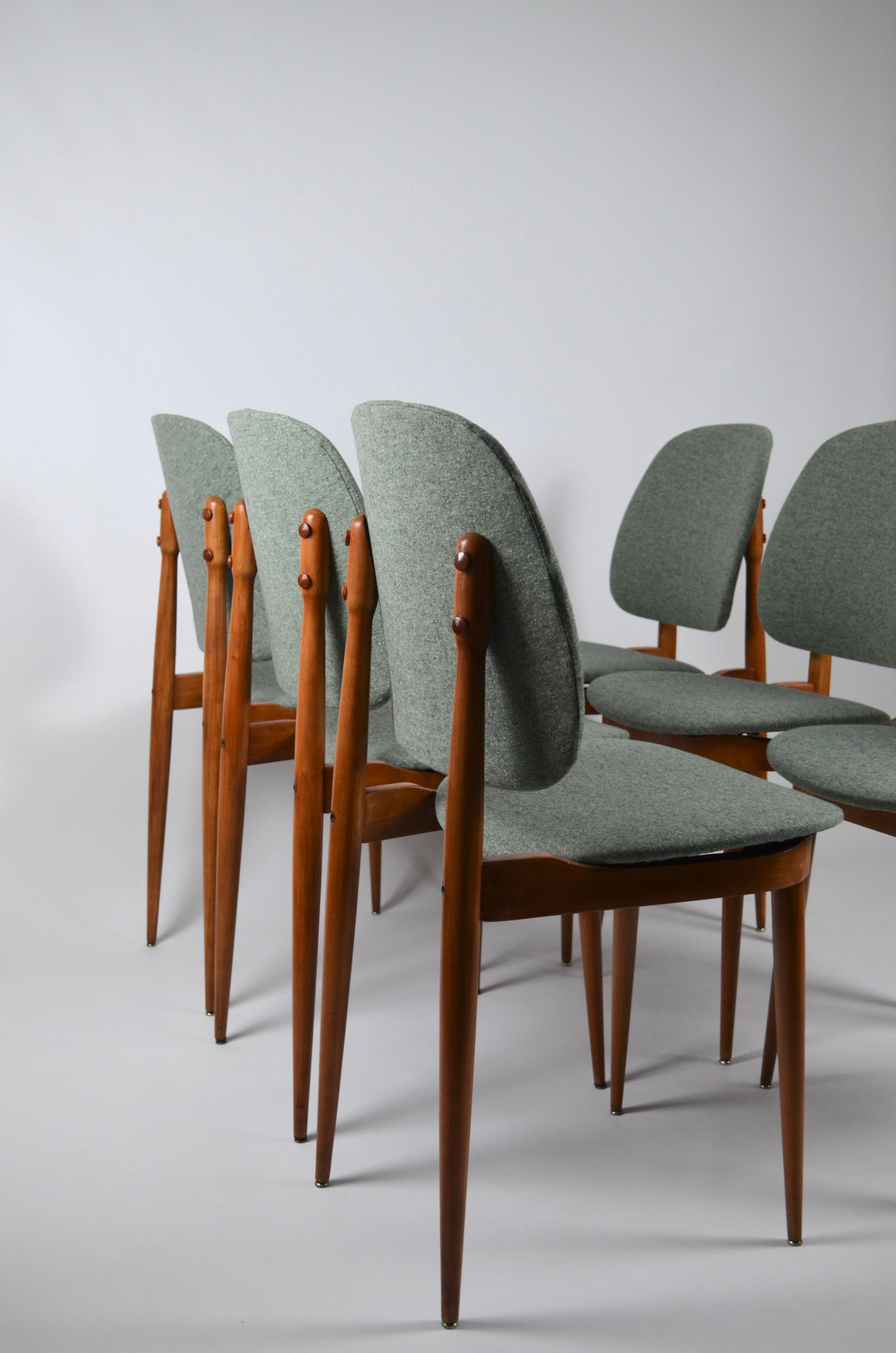 Set of 6 Pegase Chairs, by Pierre Guariche for Baumann, France, 60s 2