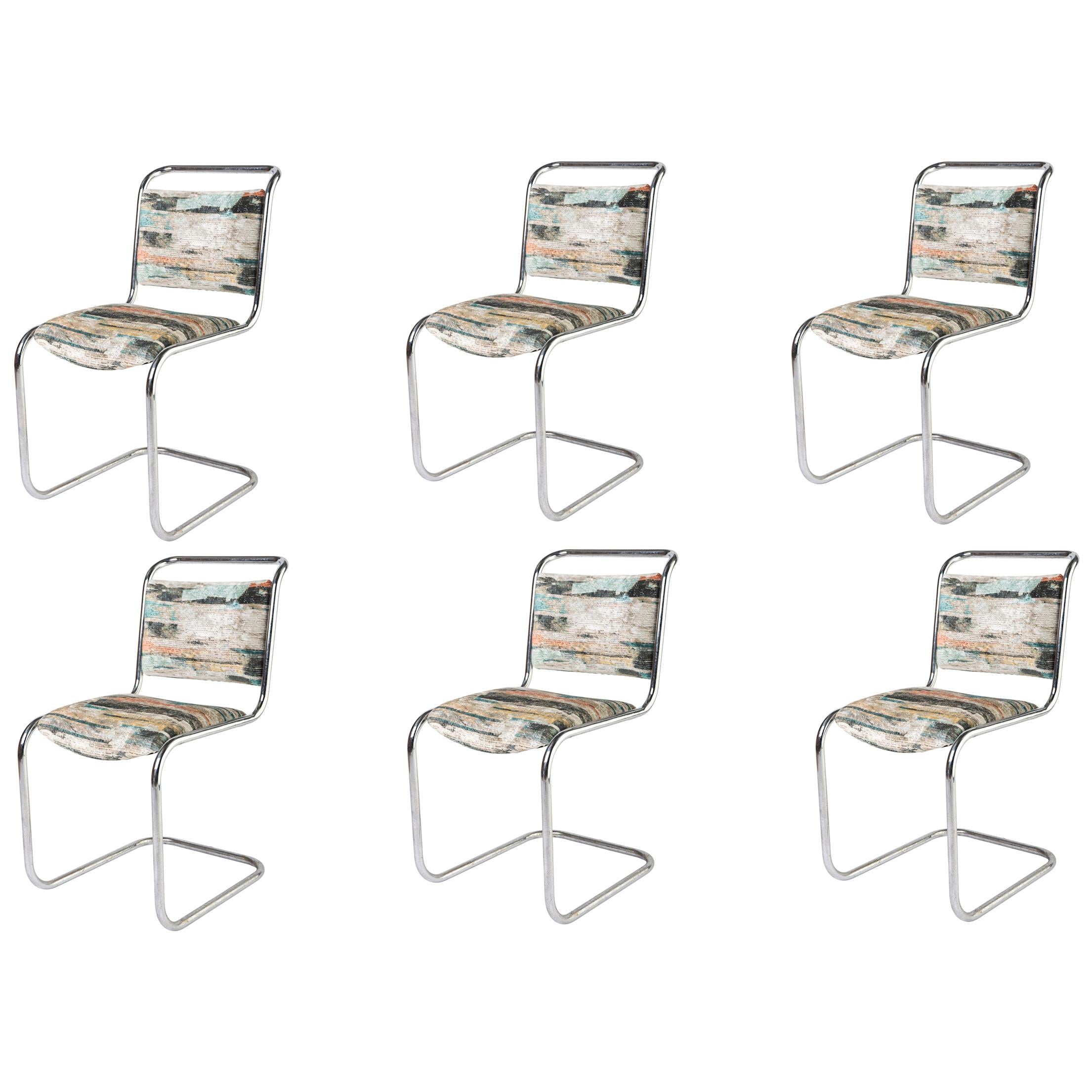 Set of 6 P.E.L. Chrome-Plated Tubular Chairs, England, circa 1931 For Sale