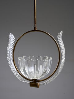 Set of 6 Pendants in Glass and Brass, Italy, 1940’s