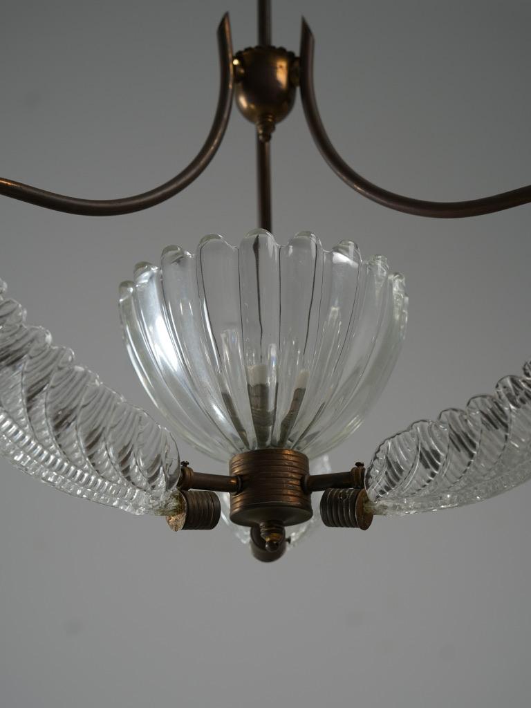 Set of 6 Pendants in Glass and Brass, Italy, 1940’s For Sale 2