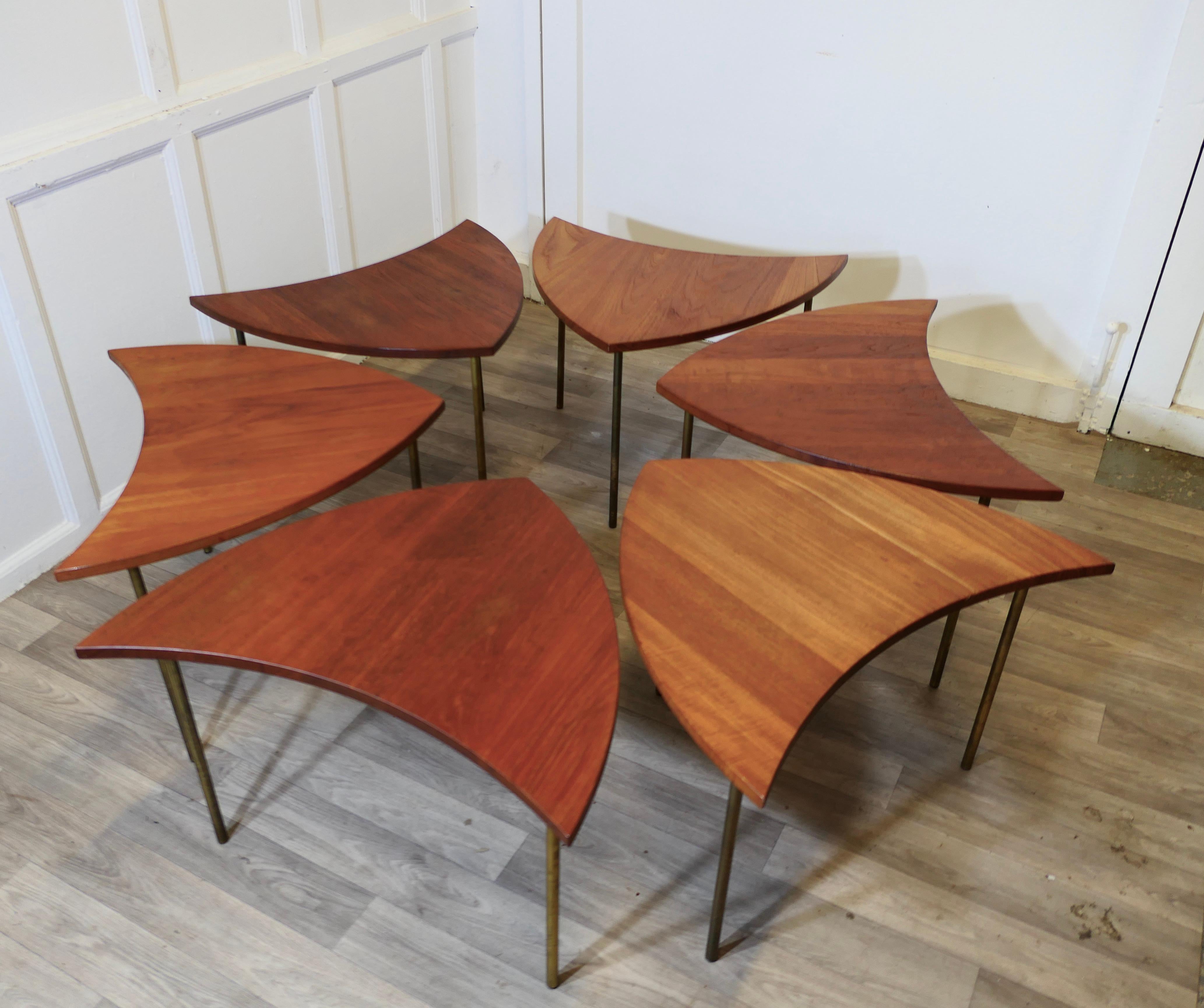 Set of 6 Peter Hvidt Design Pinwheel Tables  Brilliant design by Peter Hvidt 1
