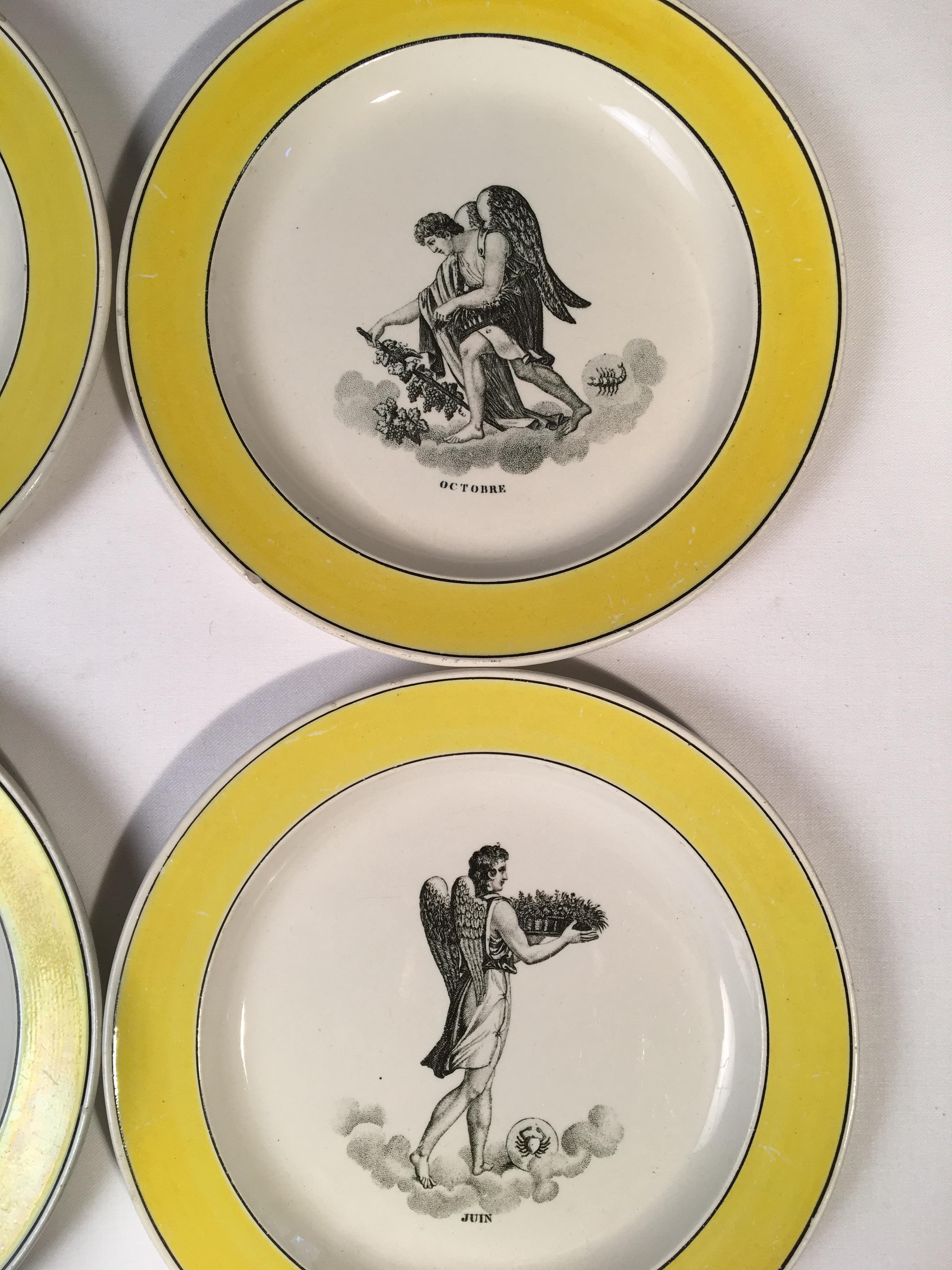 French Set of 6 Pictorial Plates, Creil et Montereau