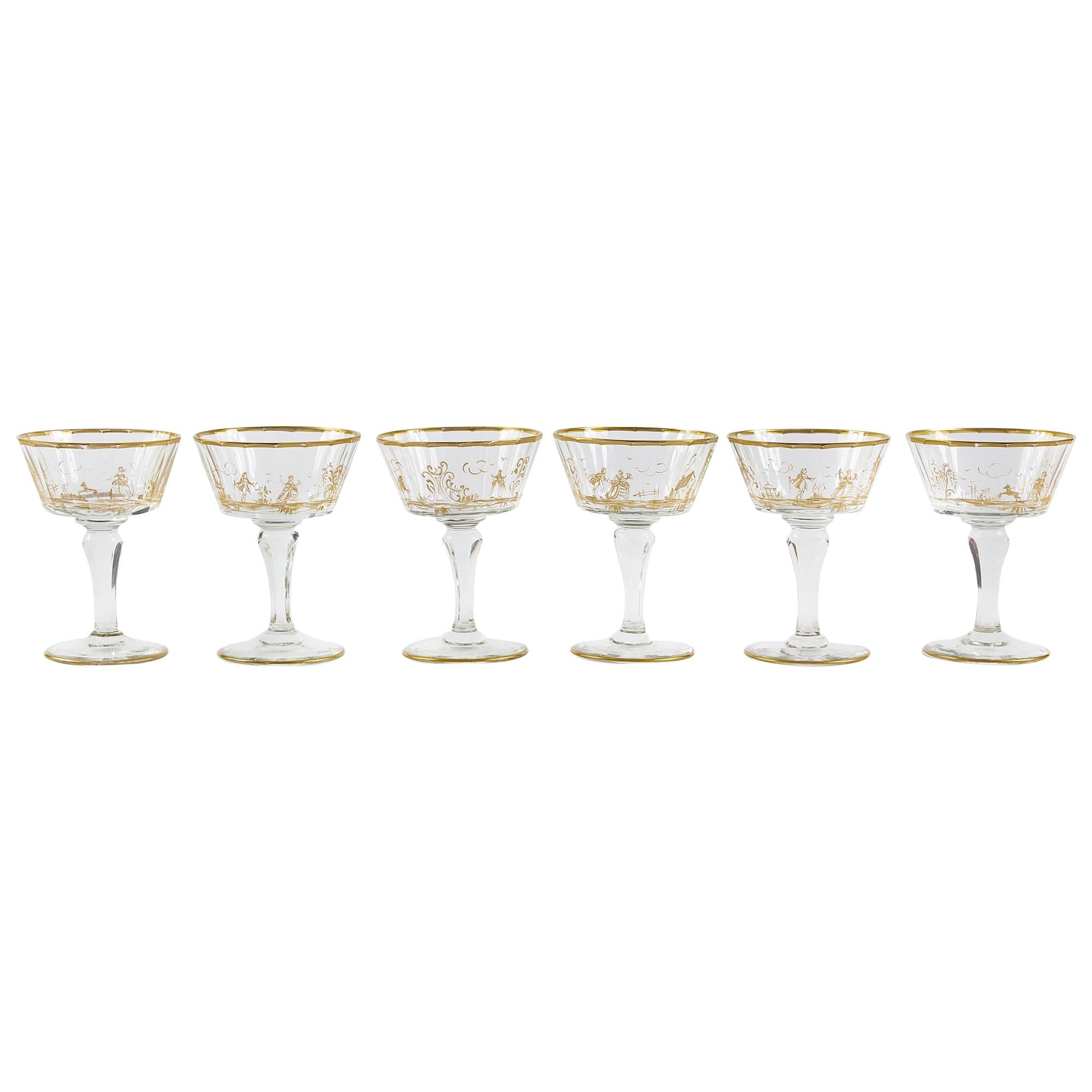 French 19th Century Crystal Champagne Glasses