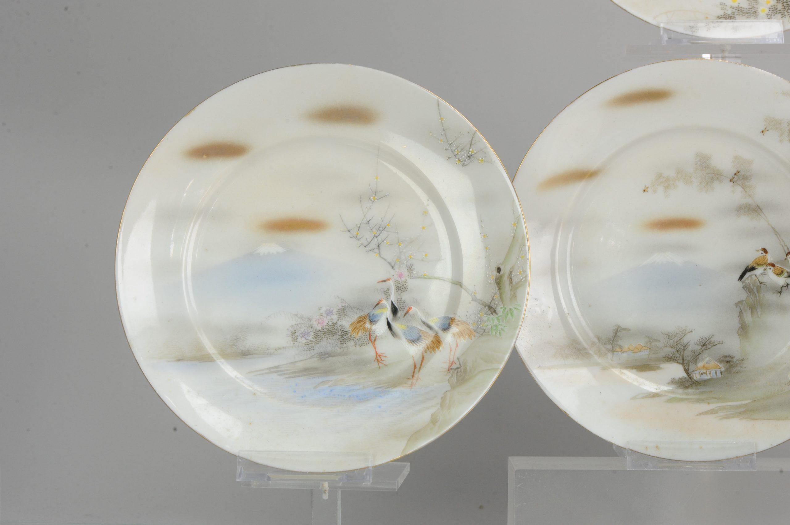 Set of 6 Pieces Japanese Birds Porcelain Plates Hand Painted, 1920-1940 In Good Condition For Sale In Amsterdam, Noord Holland
