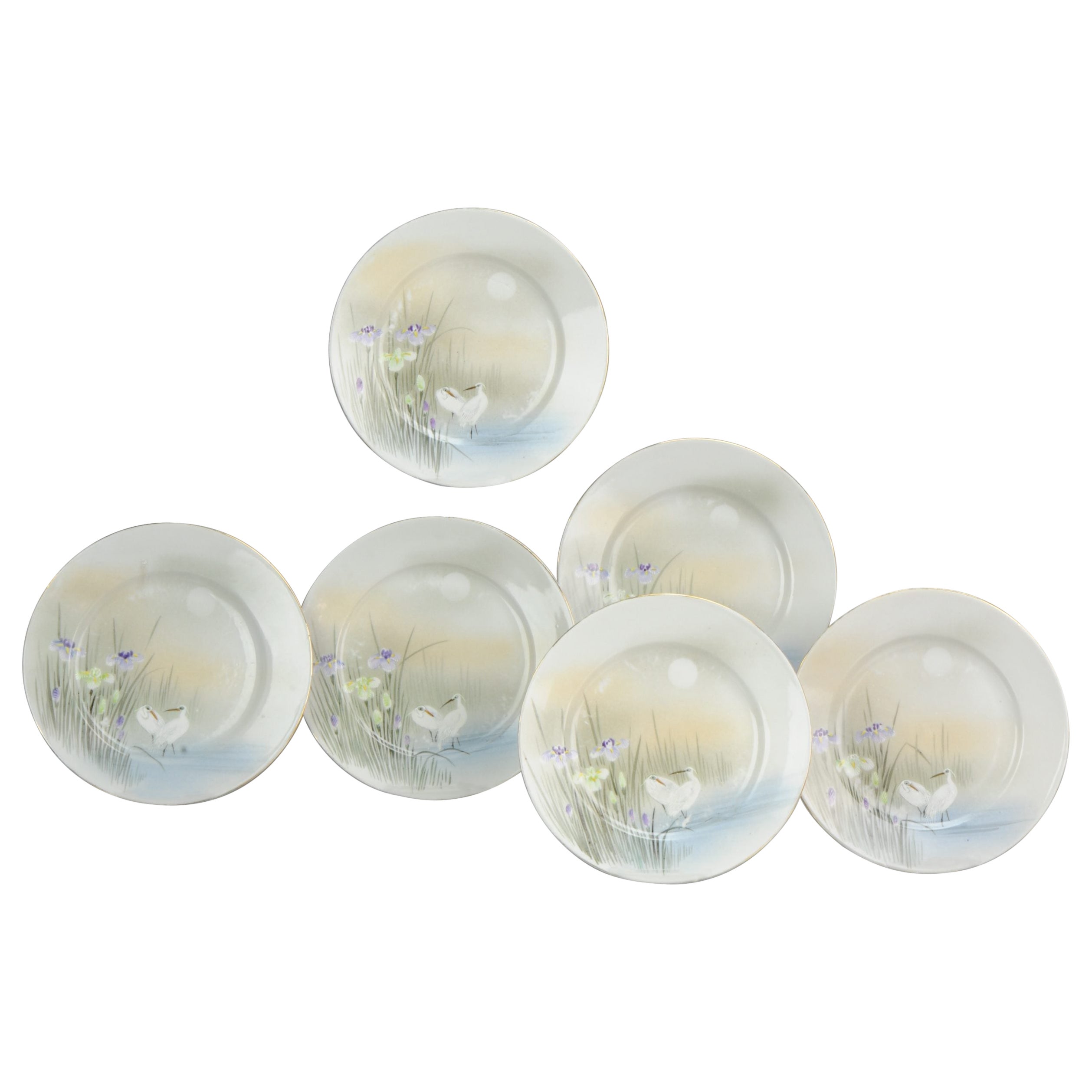 Ensemble de 6 pièces en porcelaine japonaise peinte à la main, 1920-1940 en vente