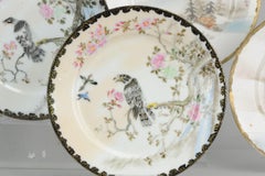 Set of 6 Pieces Japanese Porcelain Plates Hand Painted Taisho Period, 1920-1940