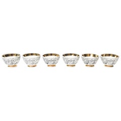 Set of 6 Piero Fornasetti Mid-Century Modern Porcelain and Gold Appetizer Bowls