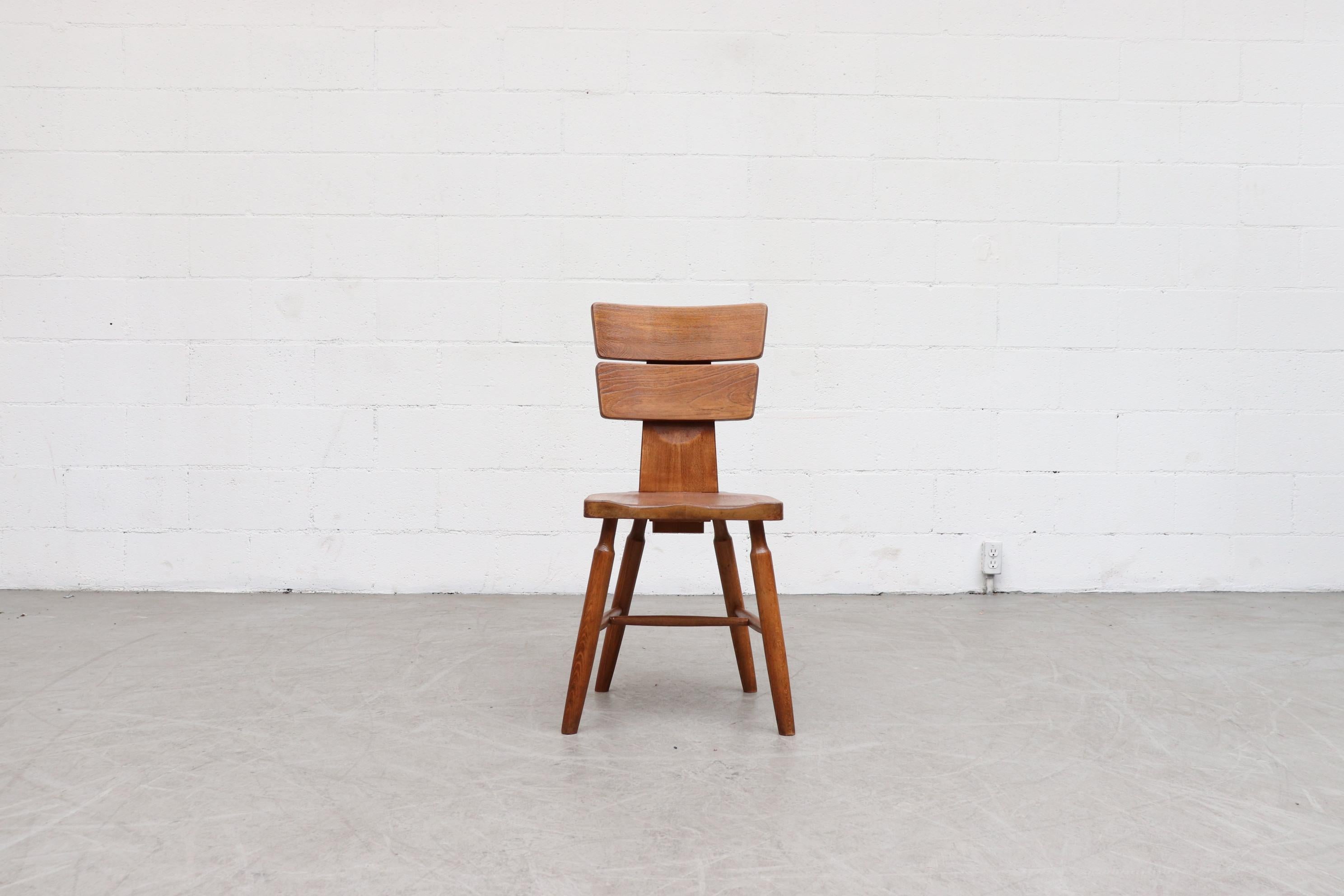 Dutch Set of 6 Pierre Chapo Inspired Brutalist Dining Chairs