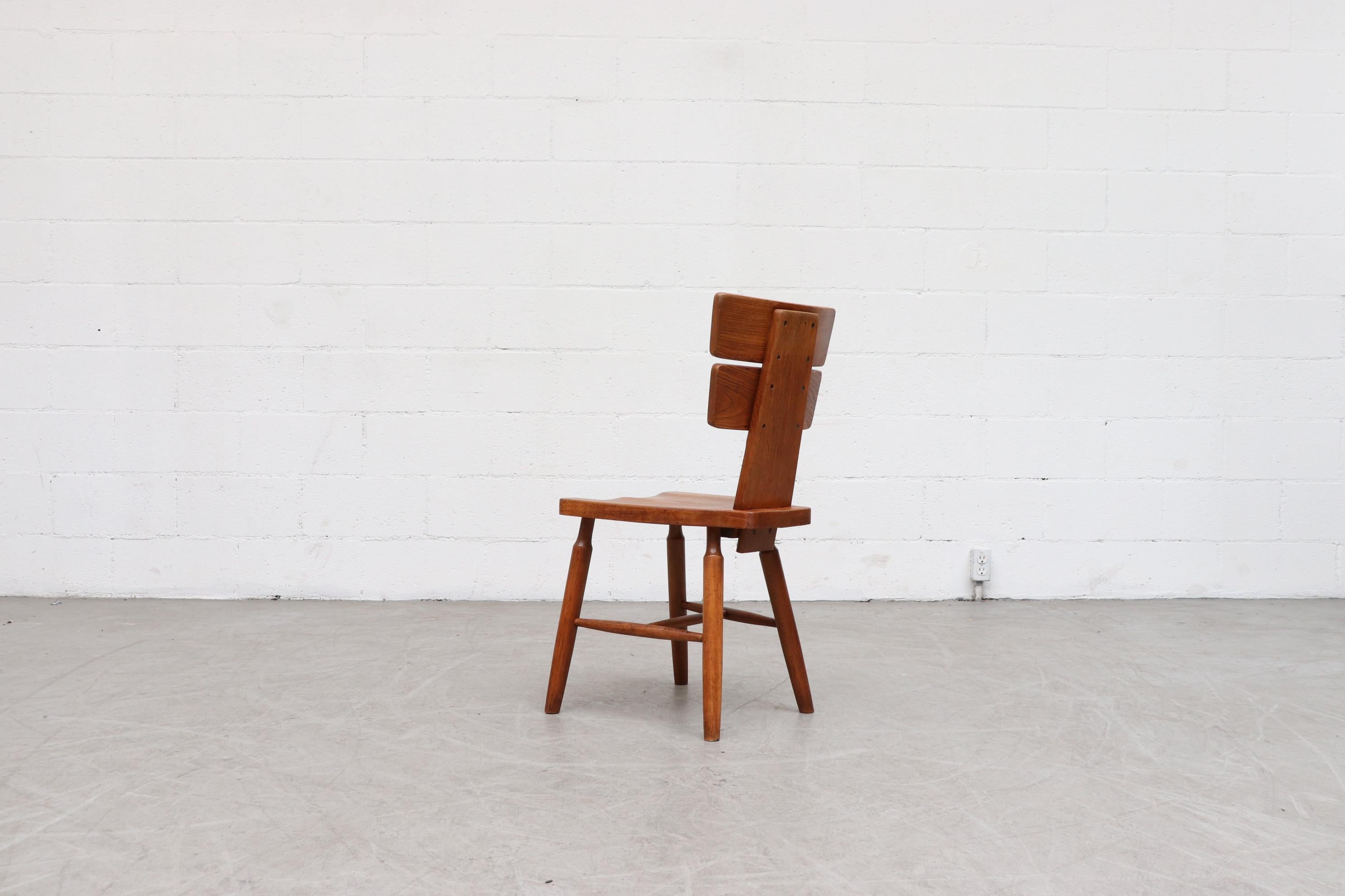 Late 20th Century Set of 6 Pierre Chapo Inspired Brutalist Dining Chairs