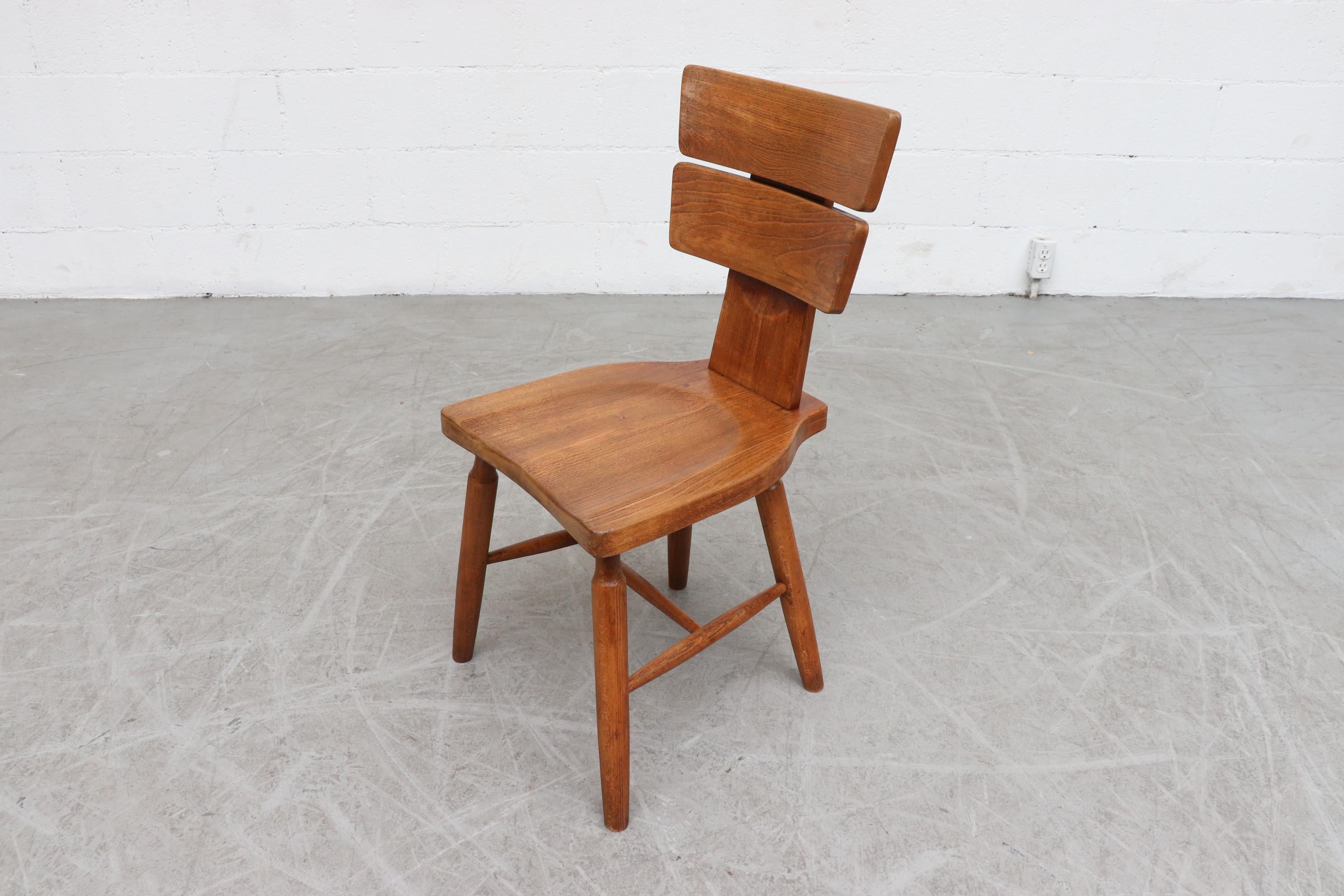 Set of 6 Pierre Chapo Inspired Brutalist Dining Chairs 1