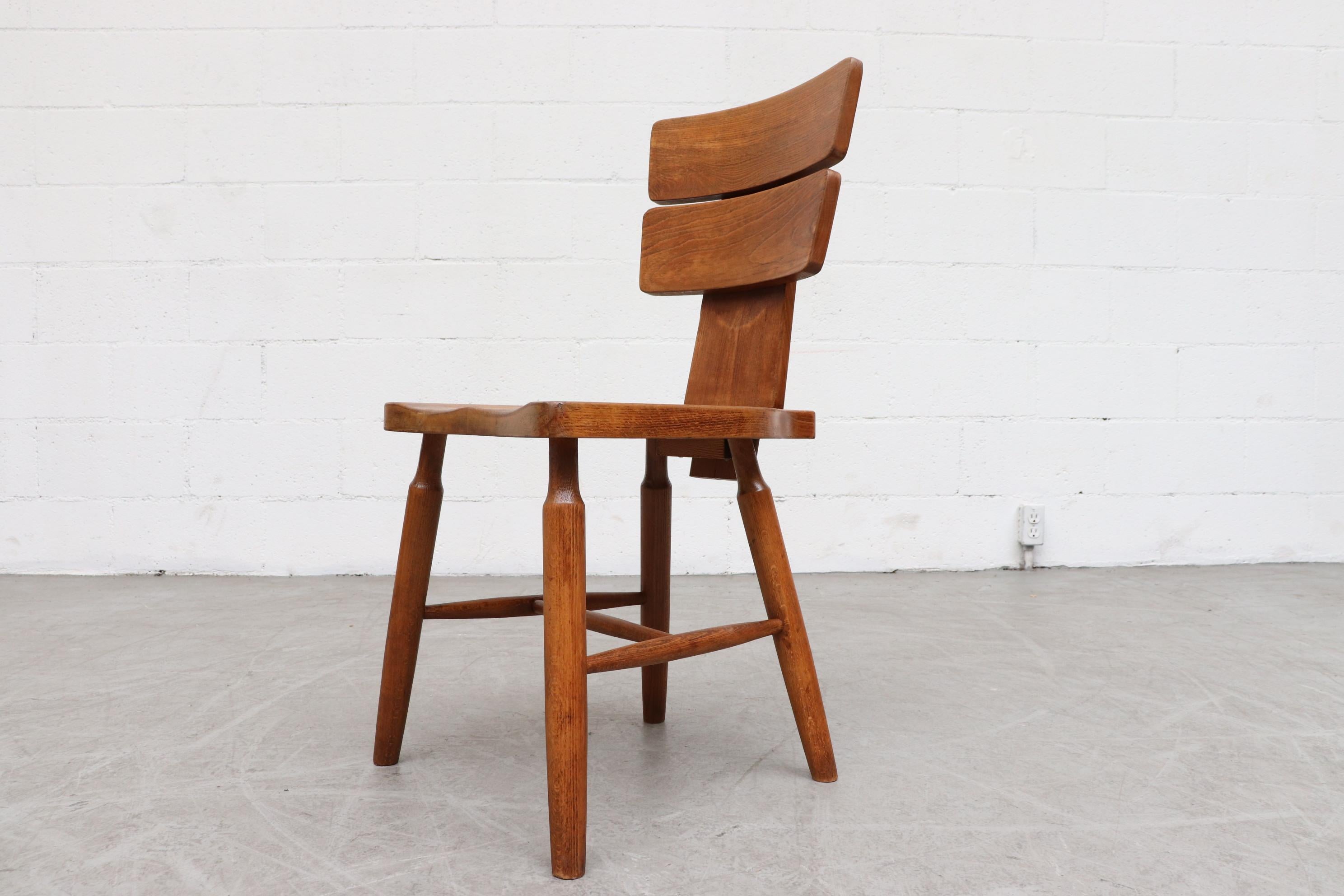 Set of 6 Pierre Chapo Inspired Brutalist Dining Chairs 2