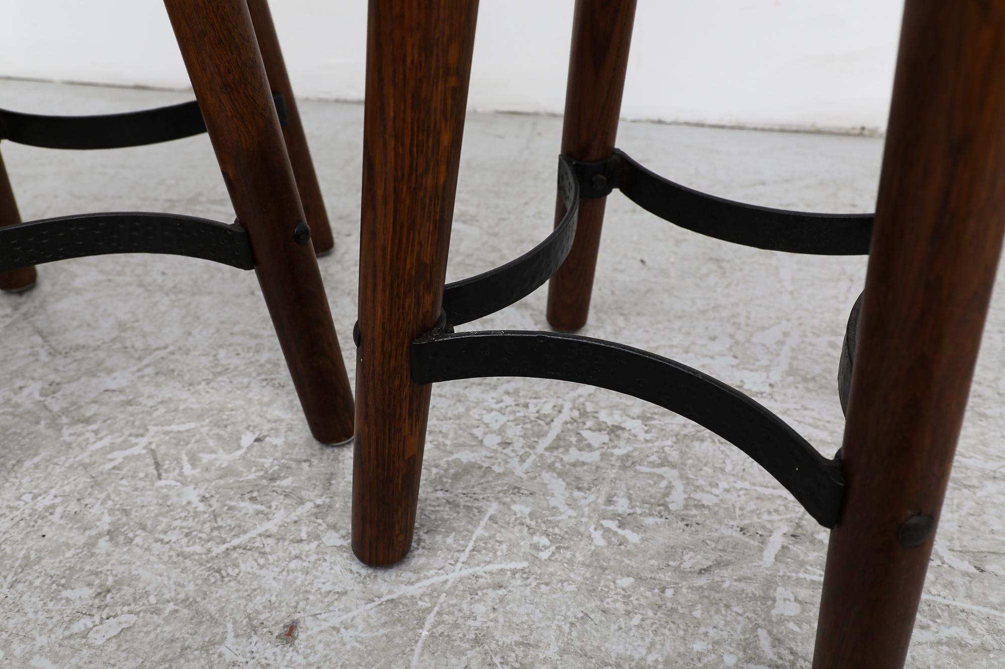 20th Century Set of 6 Pierre Chapo Inspired T-Back Brutalist Bar Stools