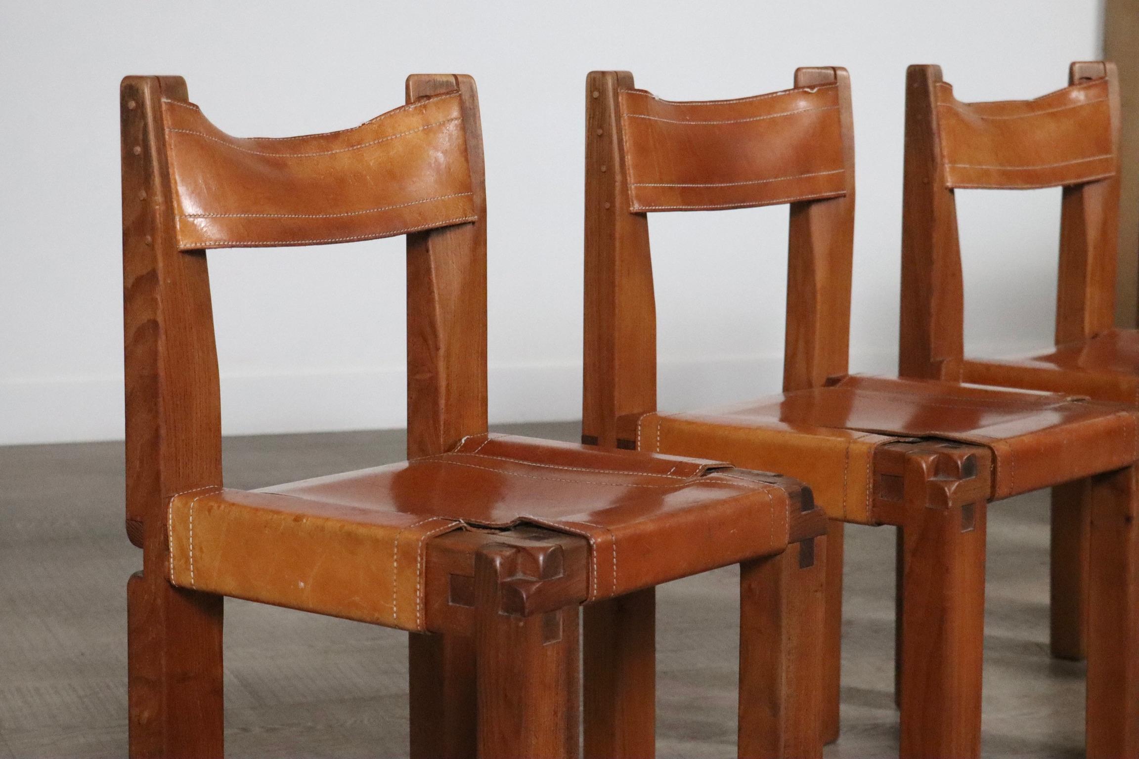 Set Of 6 Pierre Chapo S11 Dining Chairs, France, 1960s For Sale 6
