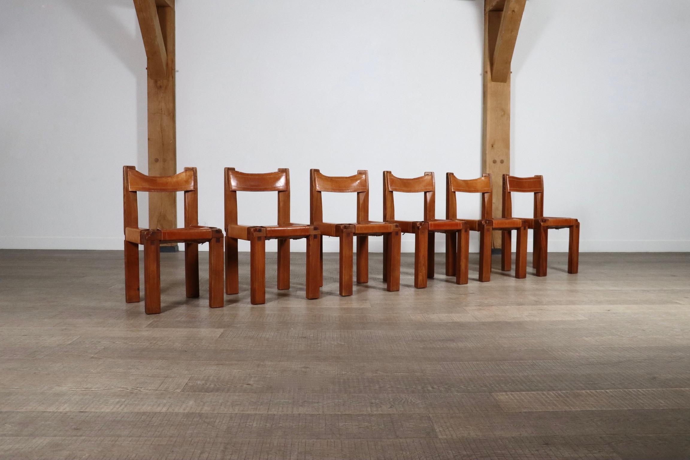 Set Of 6 Pierre Chapo S11 Dining Chairs, France, 1960s For Sale 7