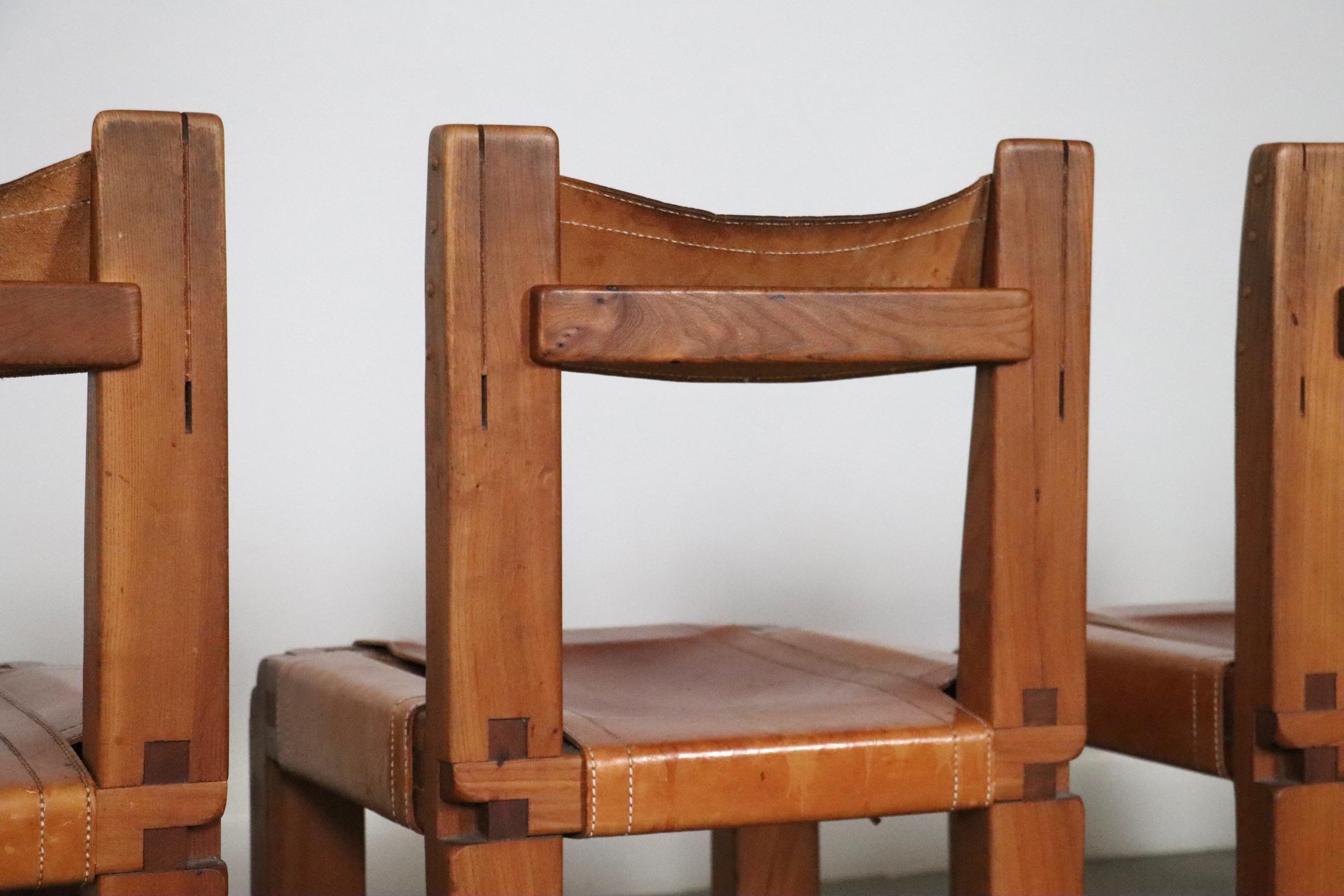 Set Of 6 Pierre Chapo S11 Dining Chairs, France, 1960s For Sale 9