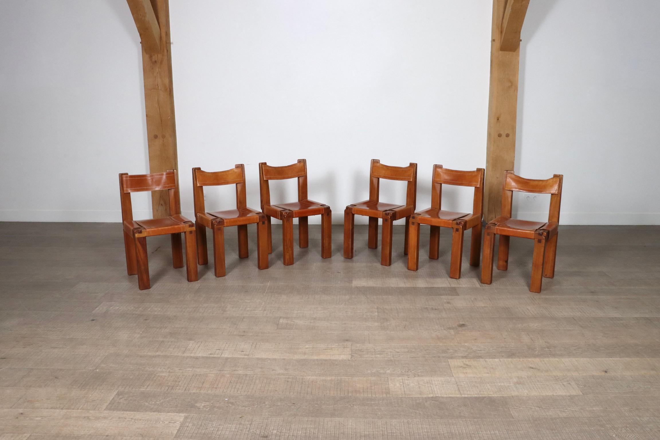 Set Of 6 Pierre Chapo S11 Dining Chairs, France, 1960s For Sale 11