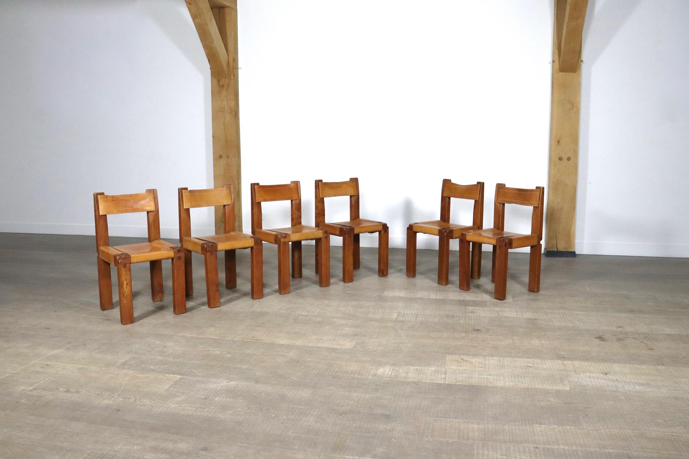 Set Of 6 Pierre Chapo S11 Dining Chairs, France, 1960s In Good Condition For Sale In ABCOUDE, UT