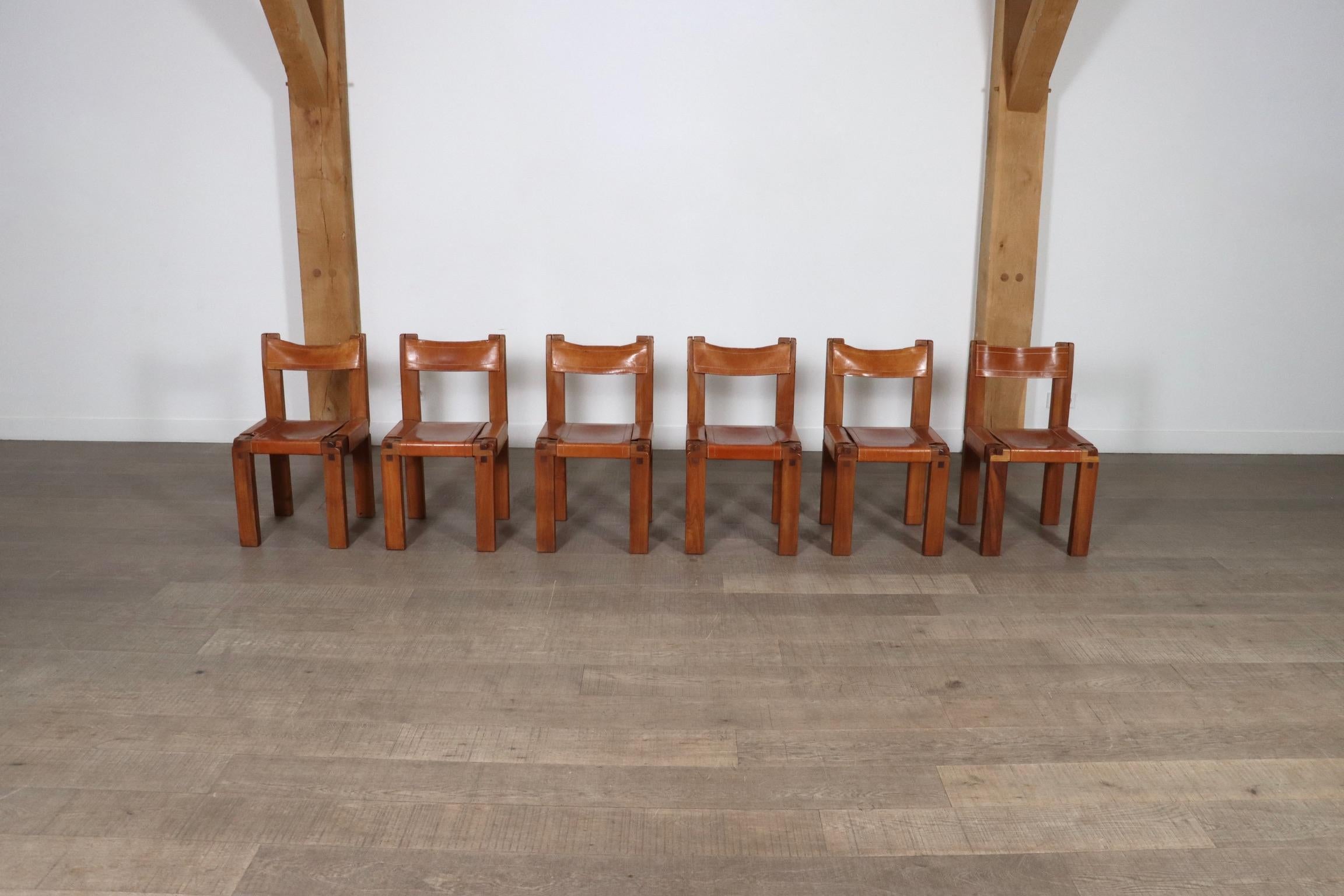Set Of 6 Pierre Chapo S11 Dining Chairs, France, 1960s In Good Condition For Sale In ABCOUDE, UT