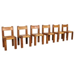 Ensemble de 6 chaises de salle à manger Pierre Chapo S11, France, années 1960